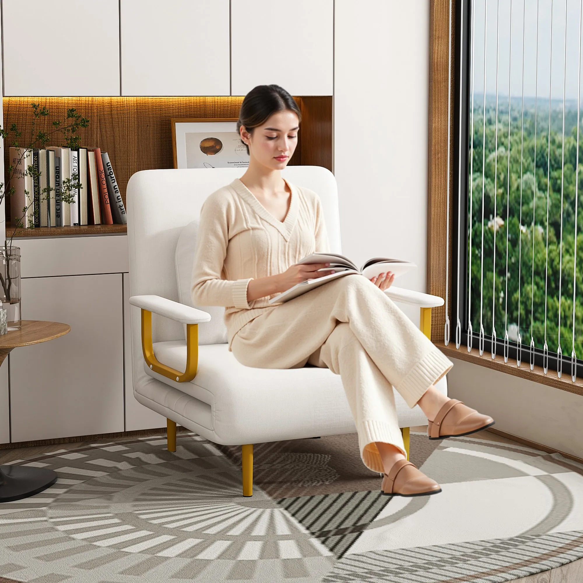 3-in-1 Folding Sofa Bed Chair, 5-Position Adjustable Backrest