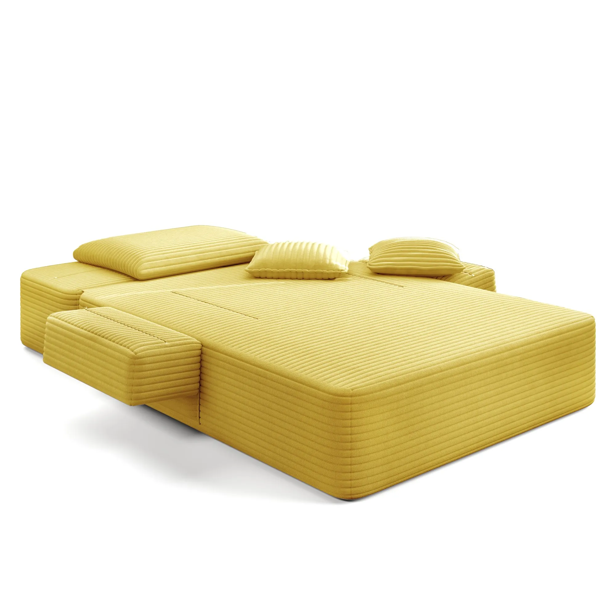 Oversized Plush Corduroy Chaise Lounge Sofa Bed, Convertible