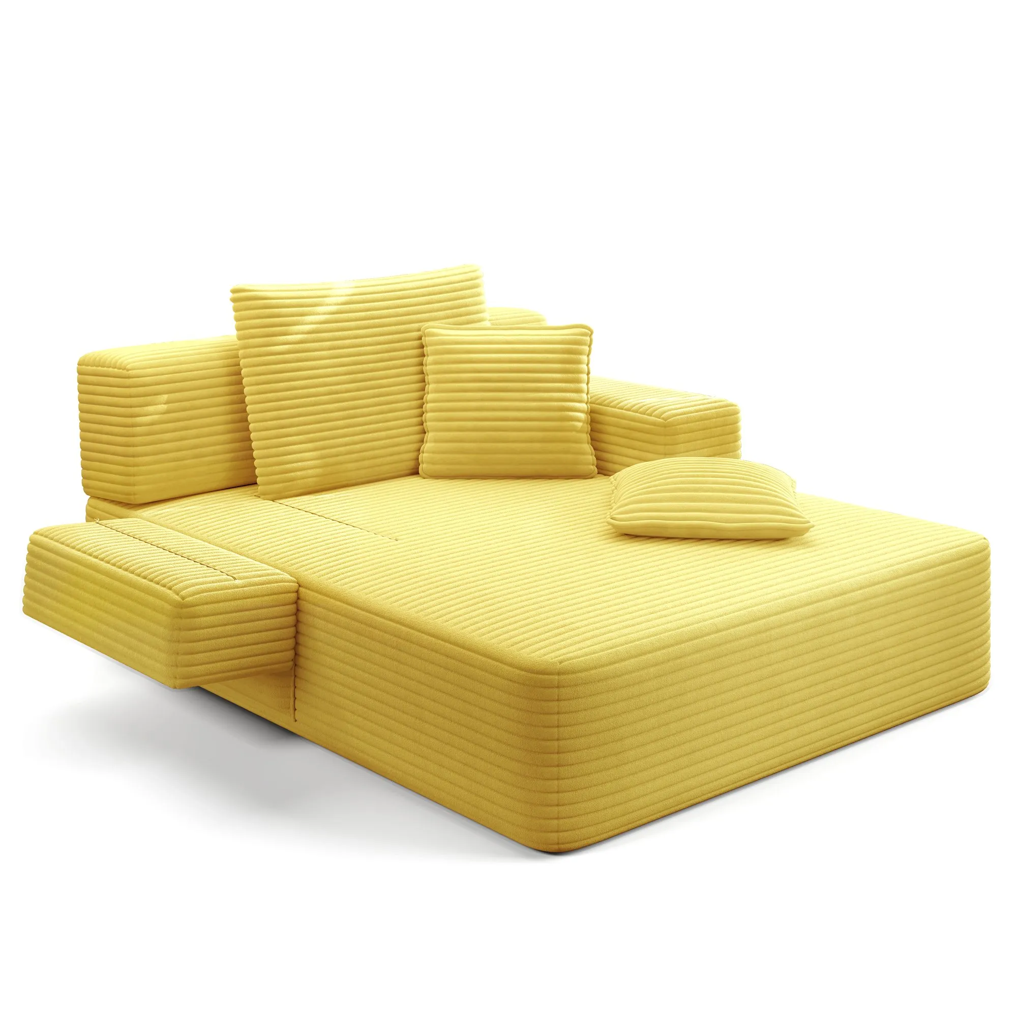 Oversized Plush Corduroy Chaise Lounge Sofa Bed, Convertible