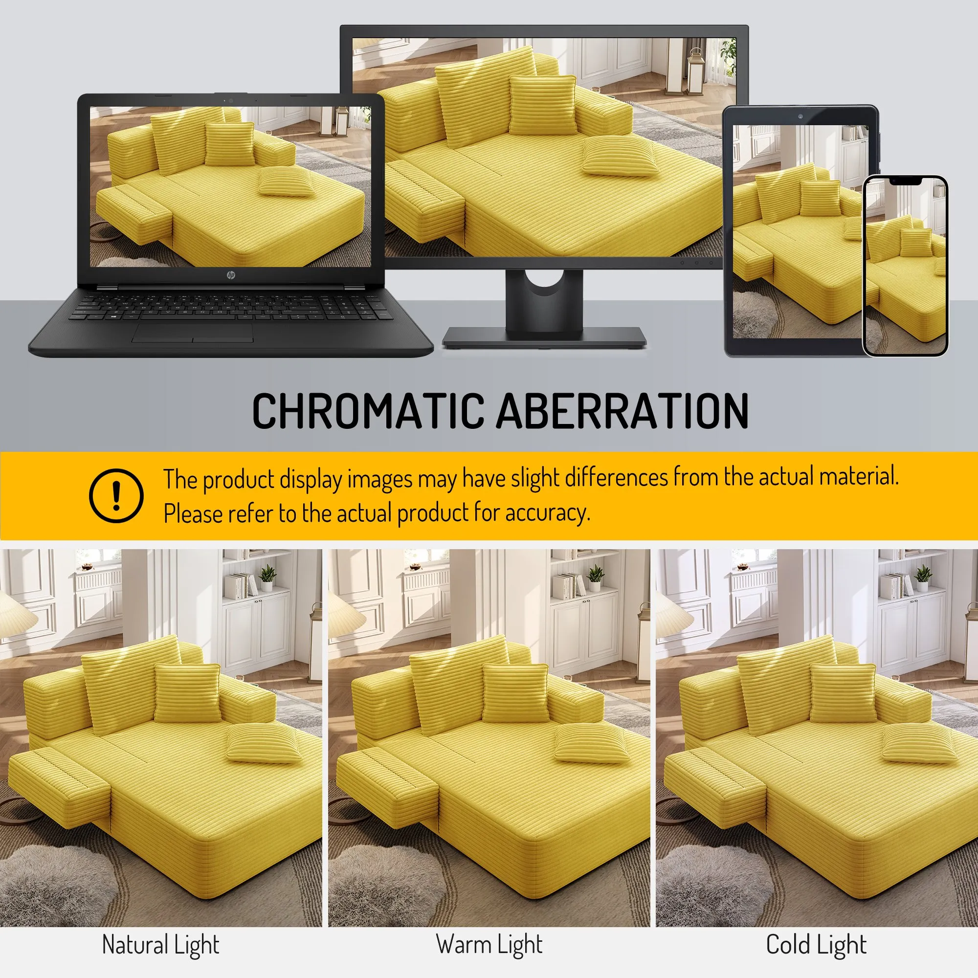 Oversized Plush Corduroy Chaise Lounge Sofa Bed, Convertible