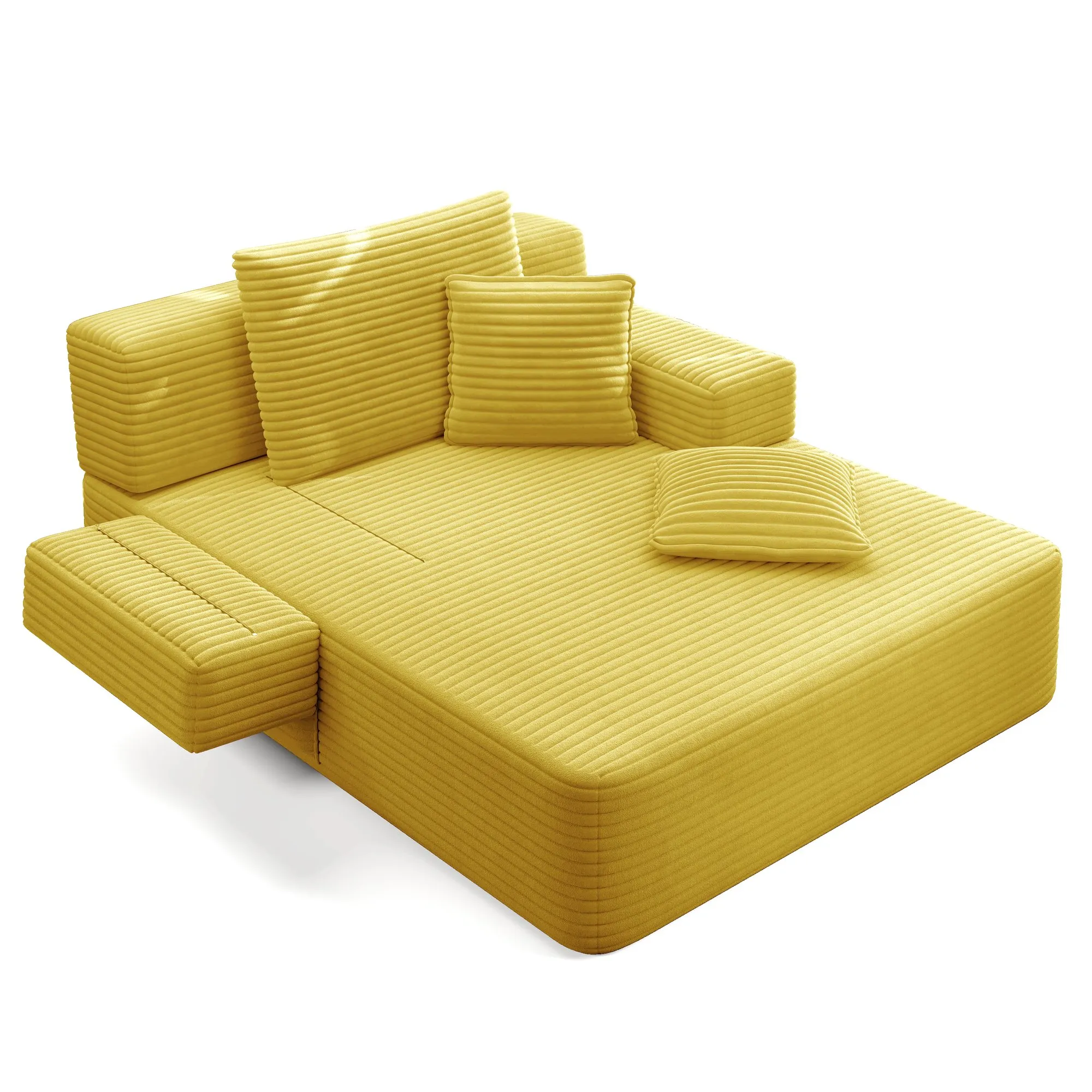 Oversized Plush Corduroy Chaise Lounge Sofa Bed, Convertible