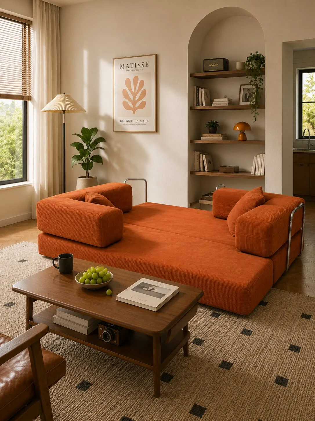 Double Foam Compression Sofa Bed, Convertible Wide-Body Floor Sofa