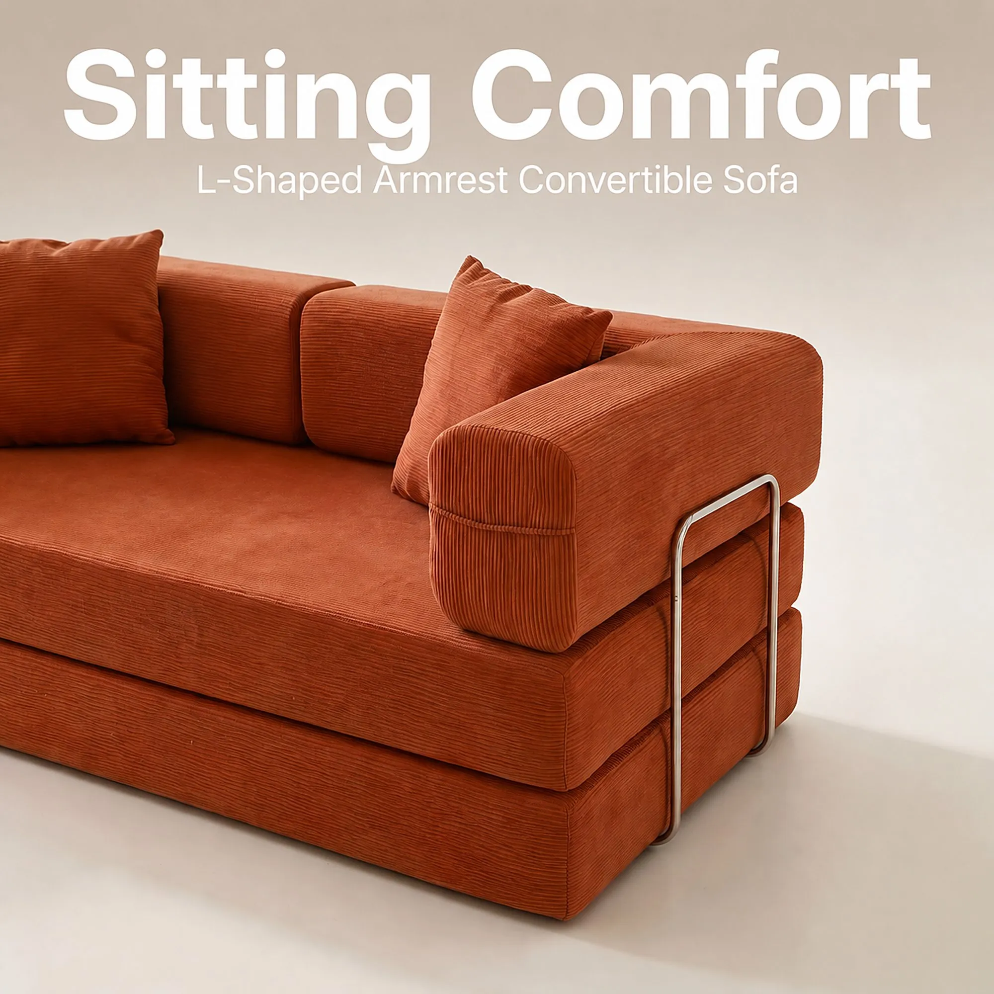 Double Foam Compression Sofa Bed, Convertible Wide-Body Floor Sofa