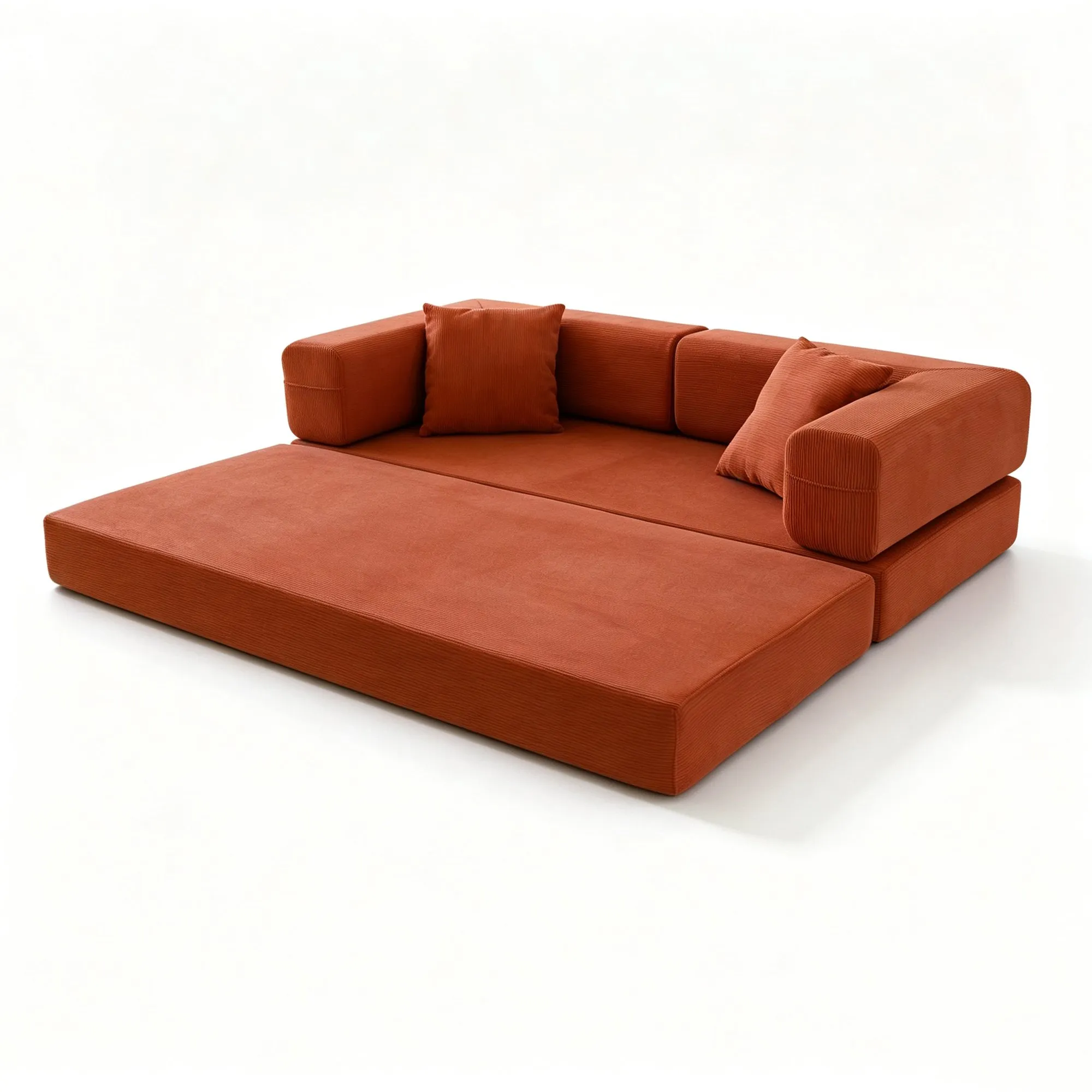 Double Foam Compression Sofa Bed, Convertible Wide-Body Floor Sofa