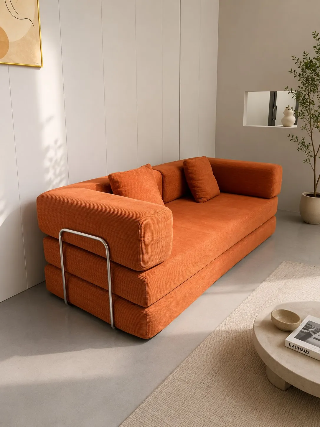 Double Foam Compression Sofa Bed, Convertible Wide-Body Floor Sofa