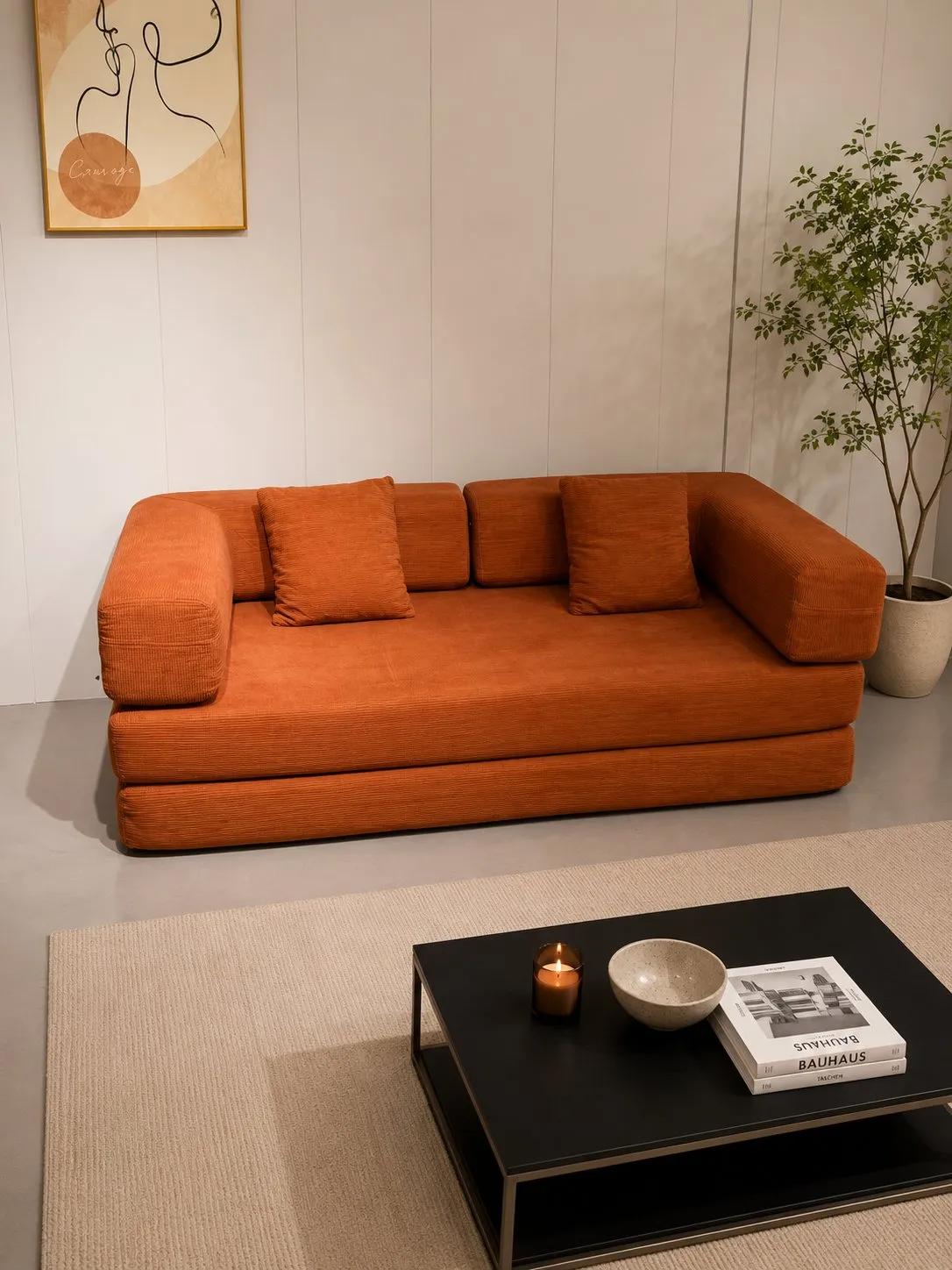 Double Foam Compression Sofa Bed, Convertible Wide-Body Floor Sofa