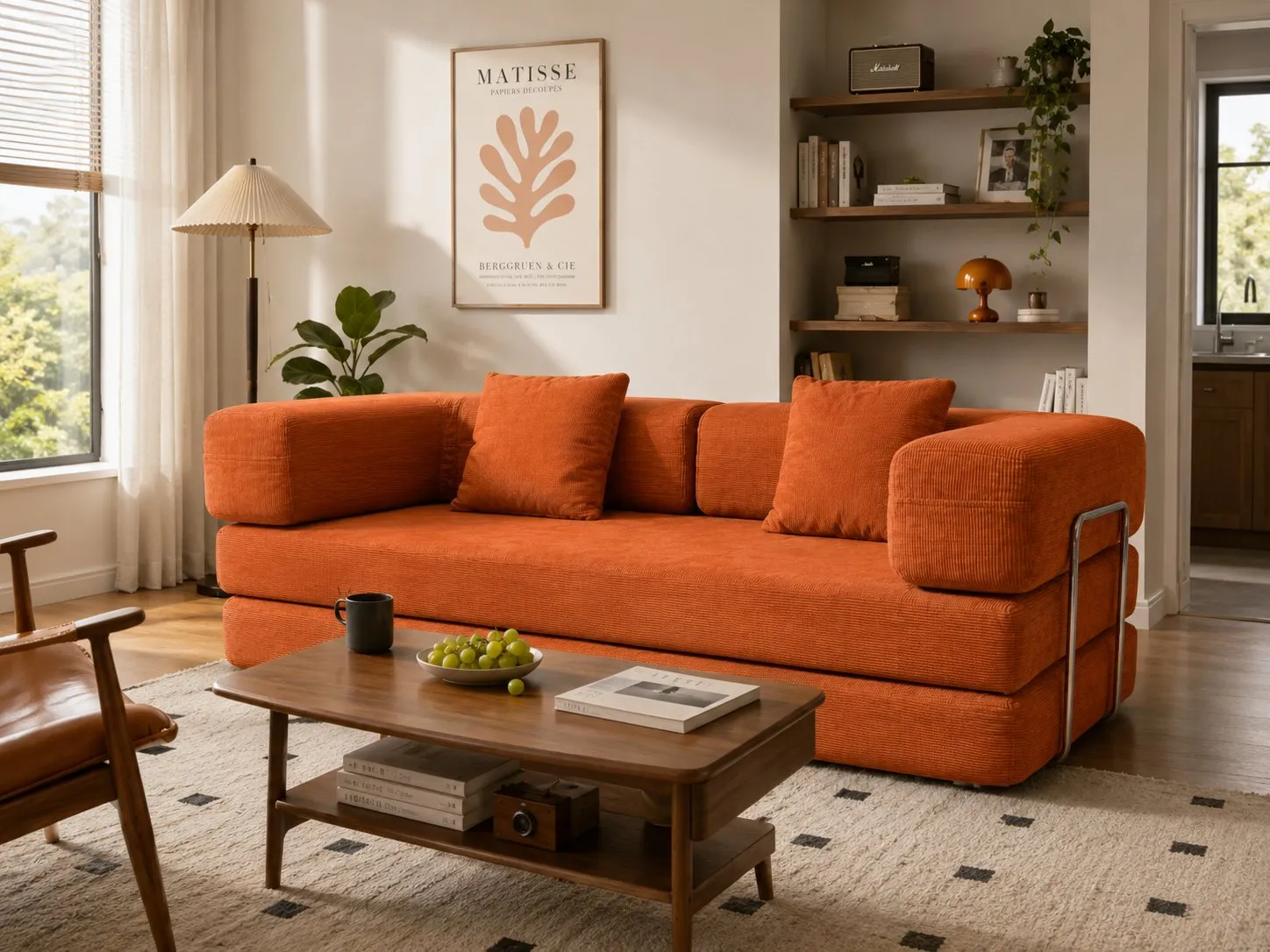Double Foam Compression Sofa Bed, Convertible Wide-Body Floor Sofa