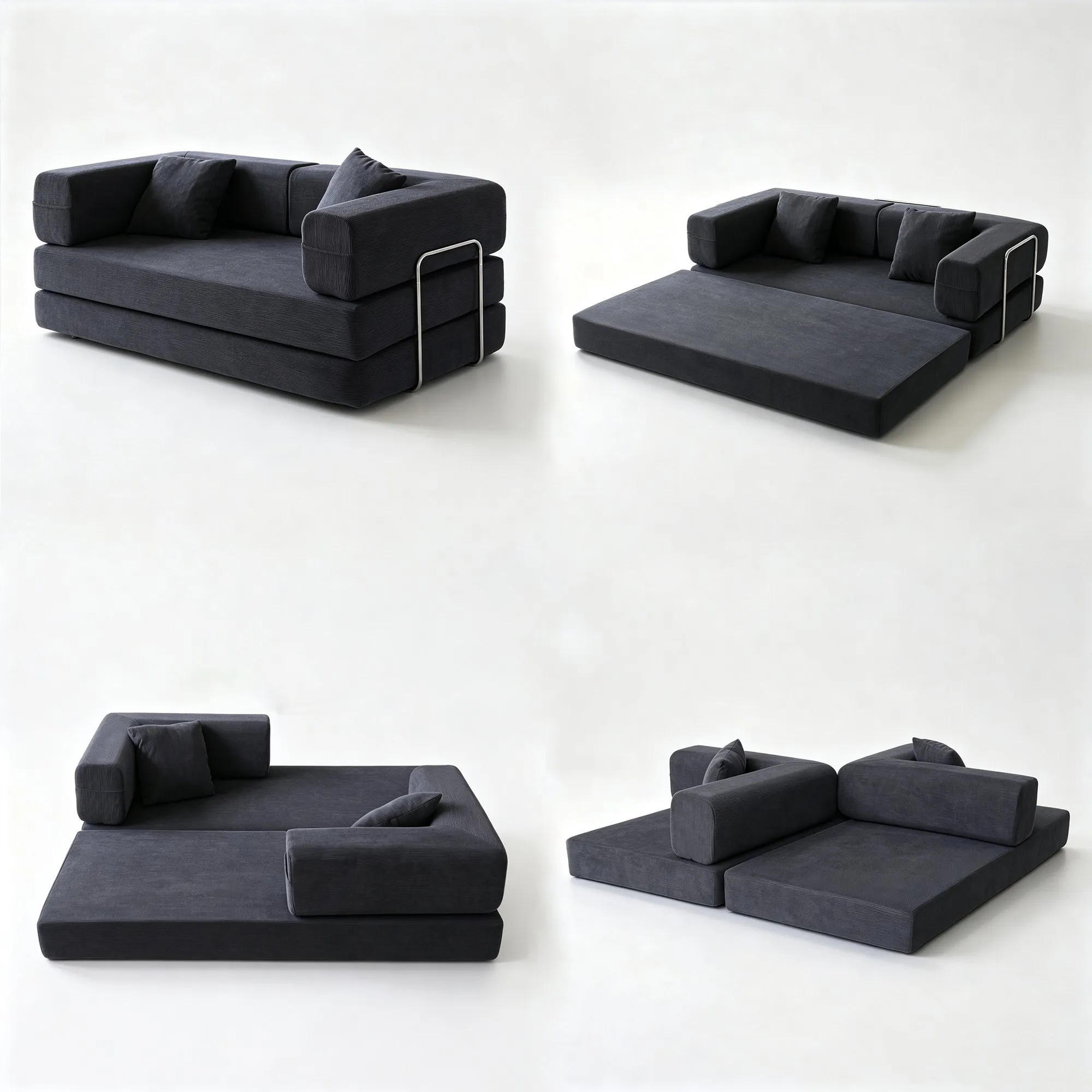 Double Foam Compression Sofa Bed, Convertible Wide-Body Floor Sofa