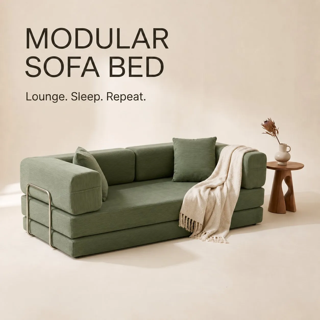 Double Foam Compression Sofa Bed, Convertible Wide-Body Floor Sofa