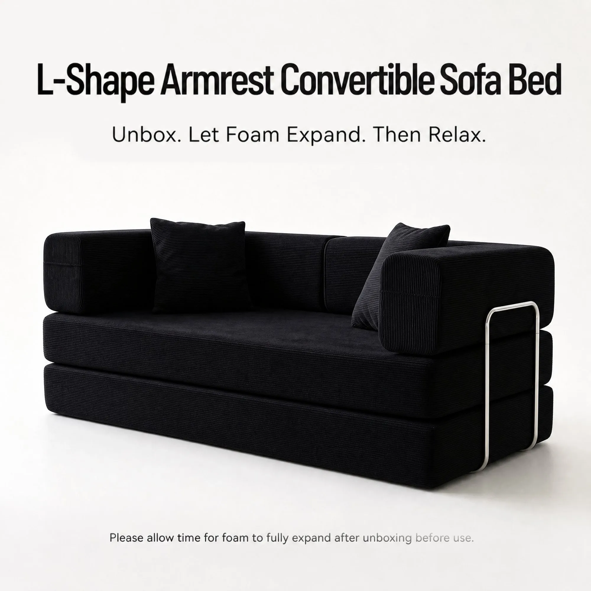 Double Corduroy Compression Sofa Bed, Convertible Floor Sofa