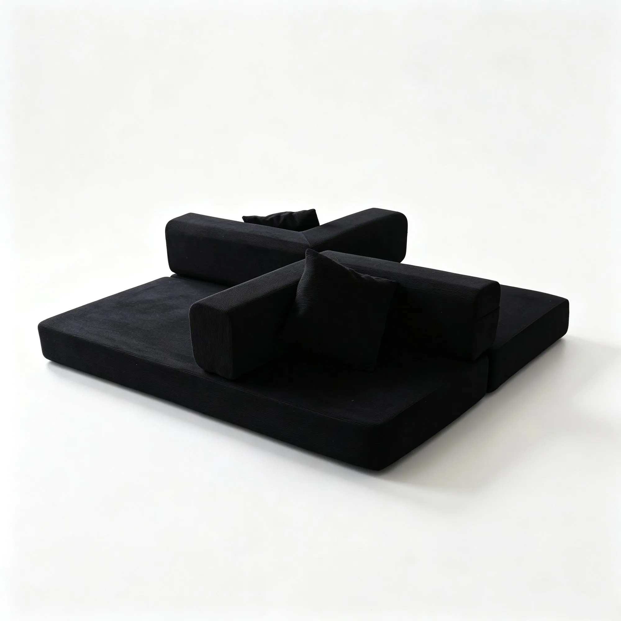 Double Corduroy Compression Sofa Bed, Convertible Floor Sofa