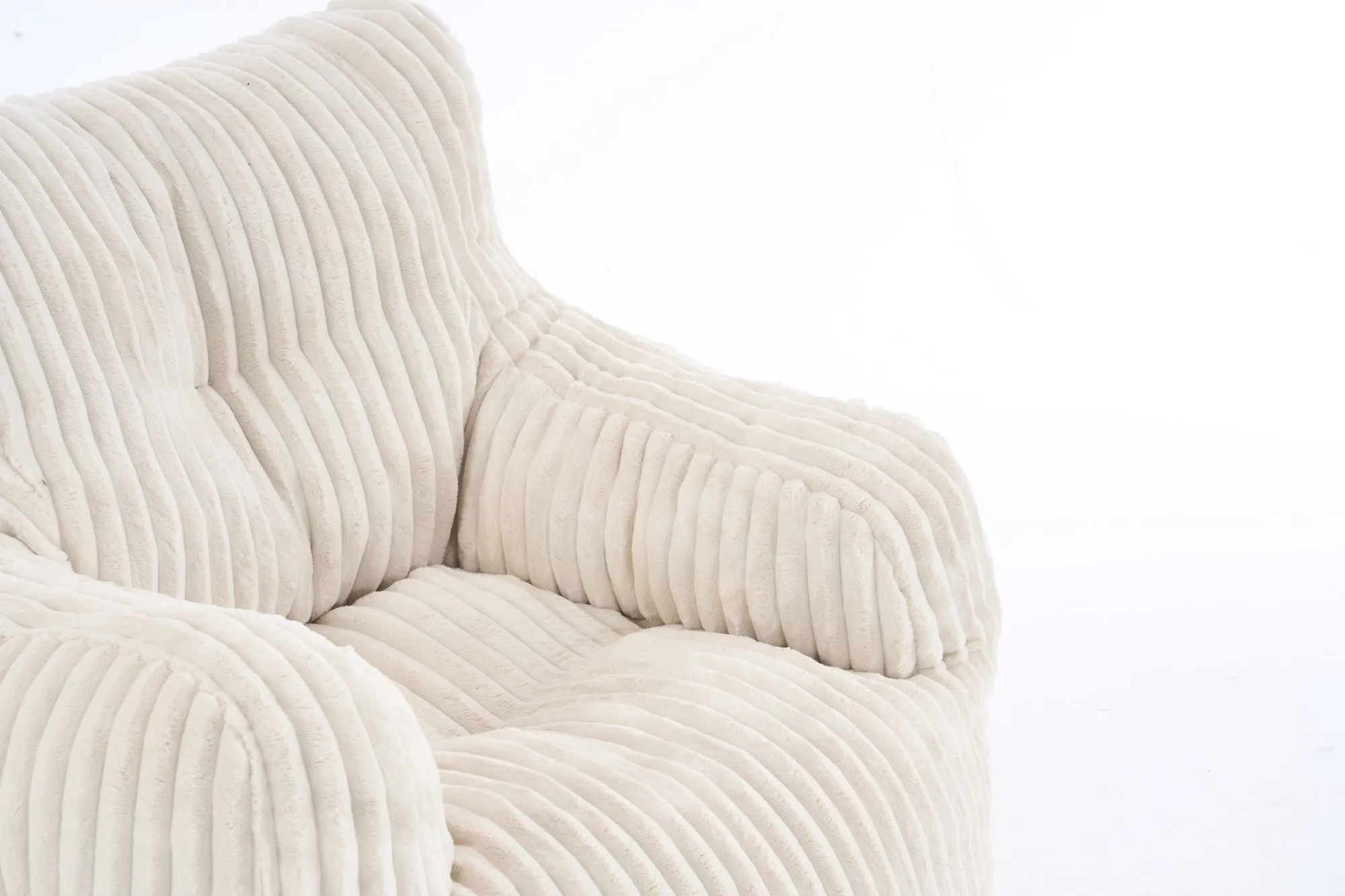 010-Soft Fluffy Corduroy Fabric Bean Bag Chair Filled With Memory Sponge,Beige