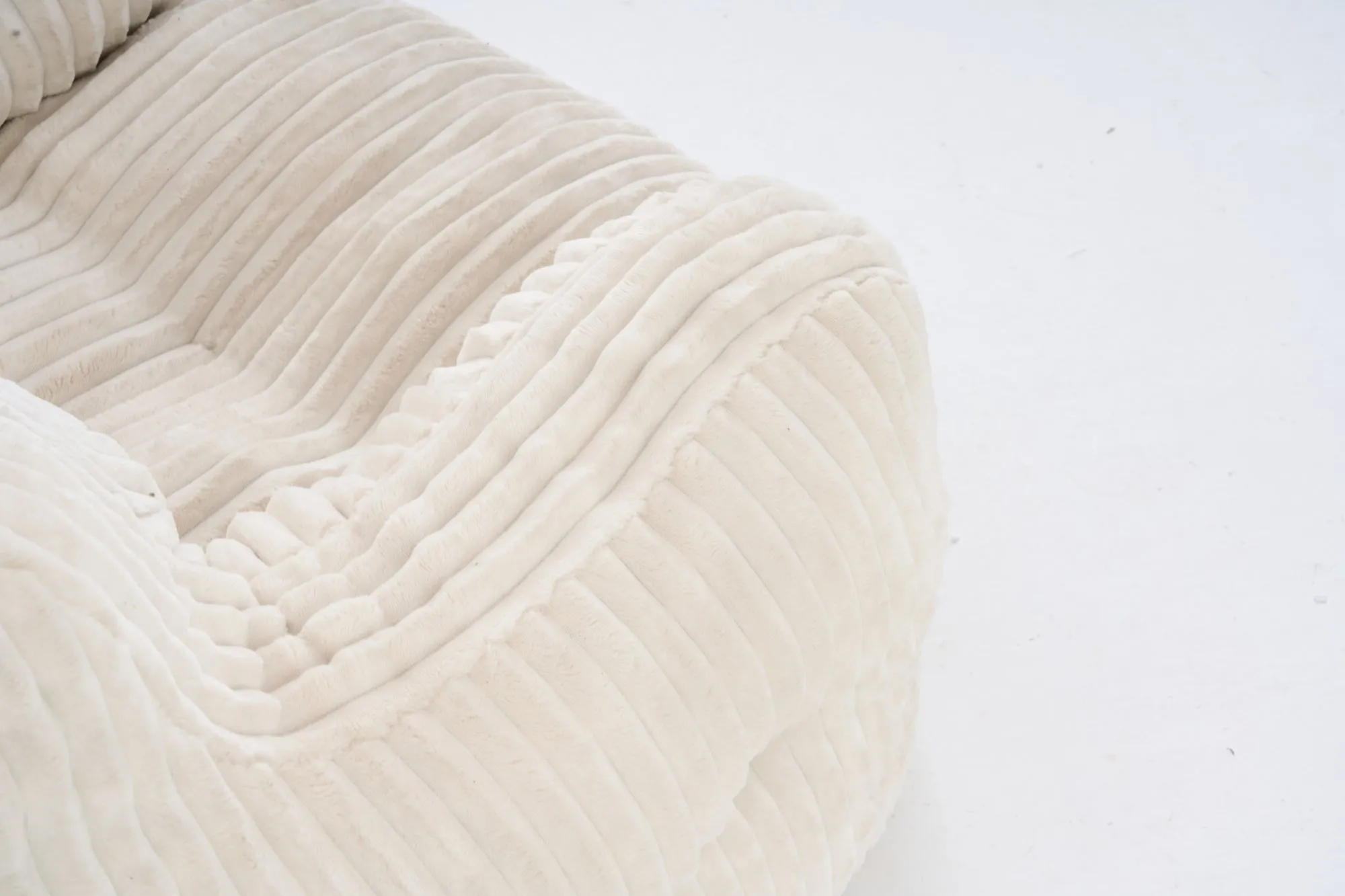 010-Soft Fluffy Corduroy Fabric Bean Bag Chair Filled With Memory Sponge,Beige