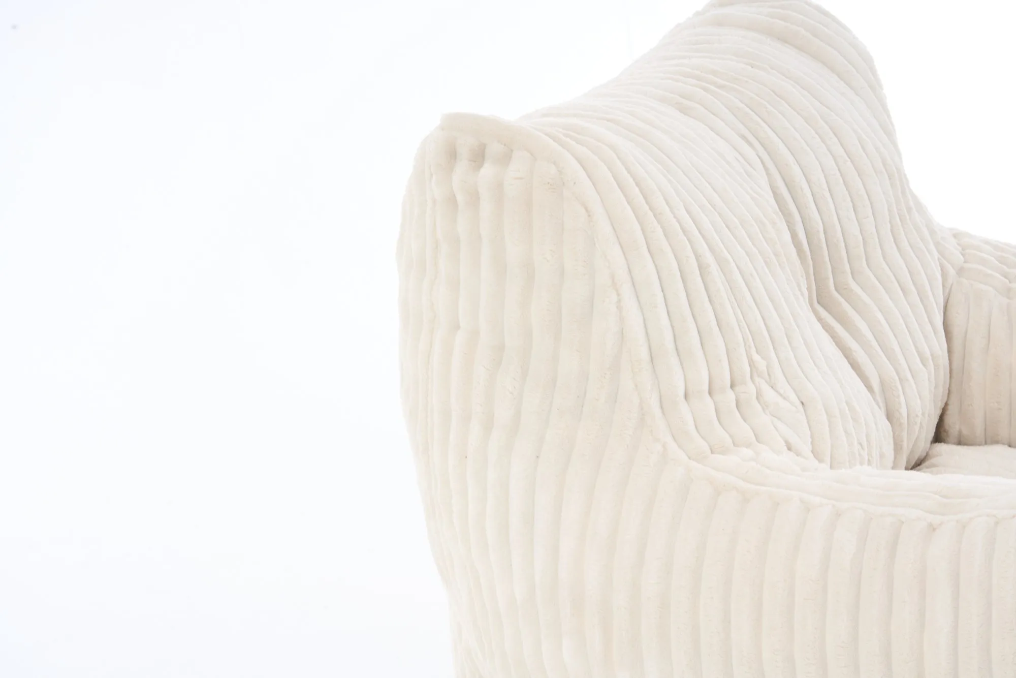 010-Soft Fluffy Corduroy Fabric Bean Bag Chair Filled With Memory Sponge,Beige