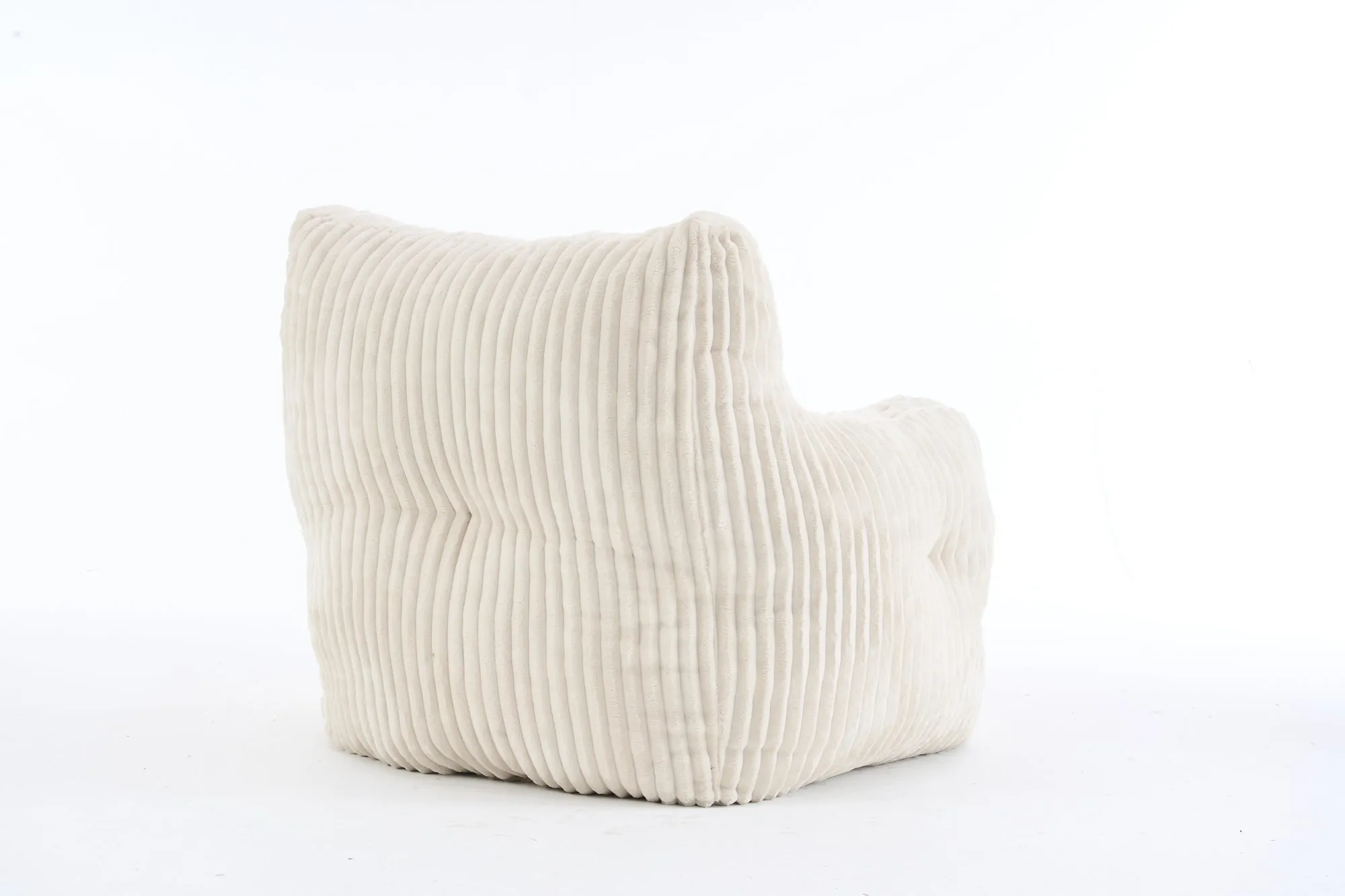 010-Soft Fluffy Corduroy Fabric Bean Bag Chair Filled With Memory Sponge,Beige