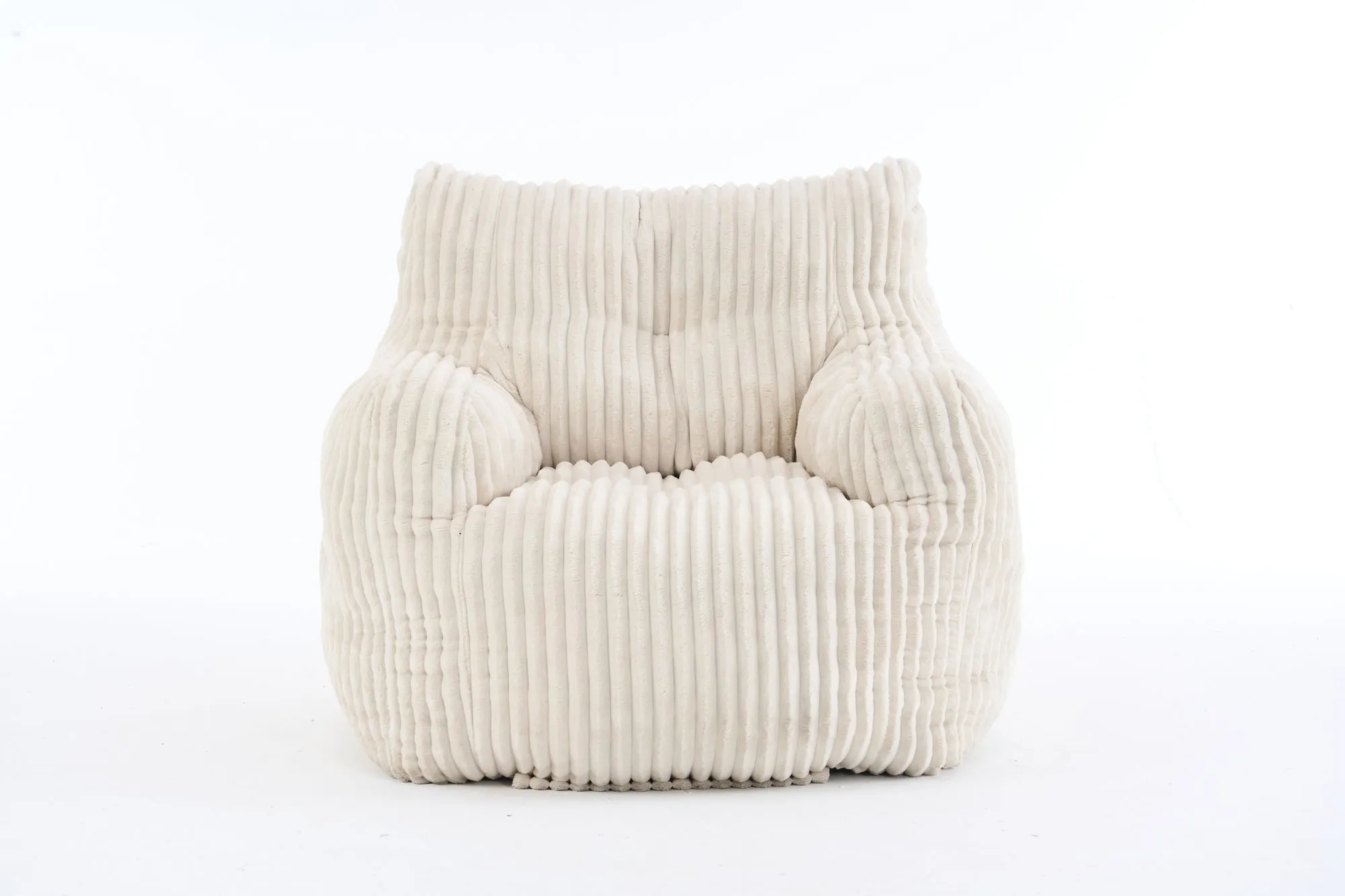 010-Soft Fluffy Corduroy Fabric Bean Bag Chair Filled With Memory Sponge,Beige