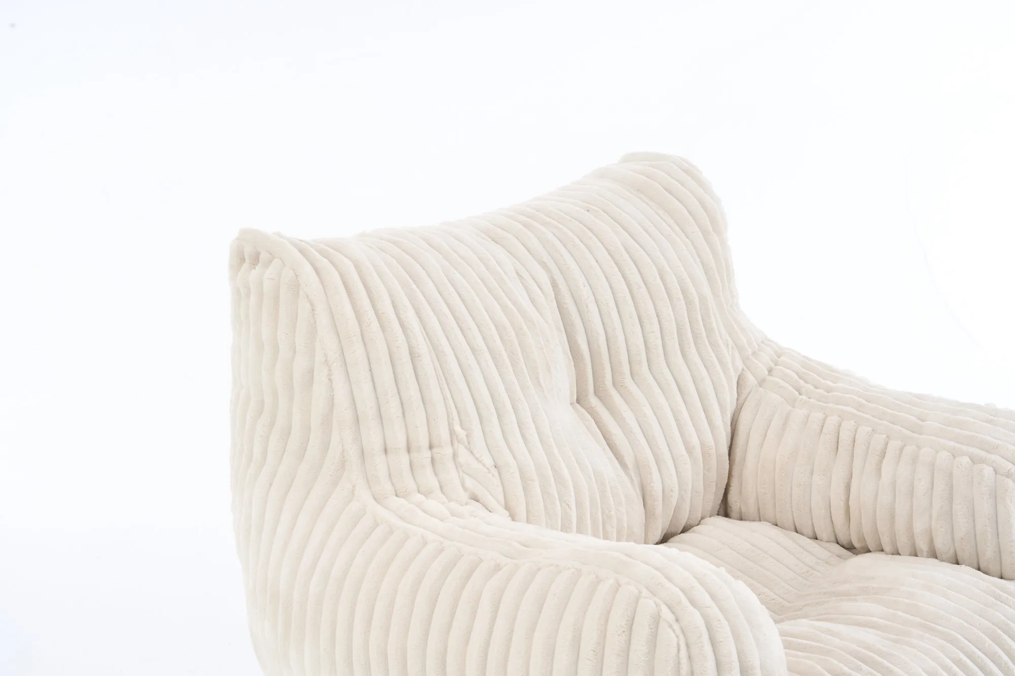 010-Soft Fluffy Corduroy Fabric Bean Bag Chair Filled With Memory Sponge,Beige