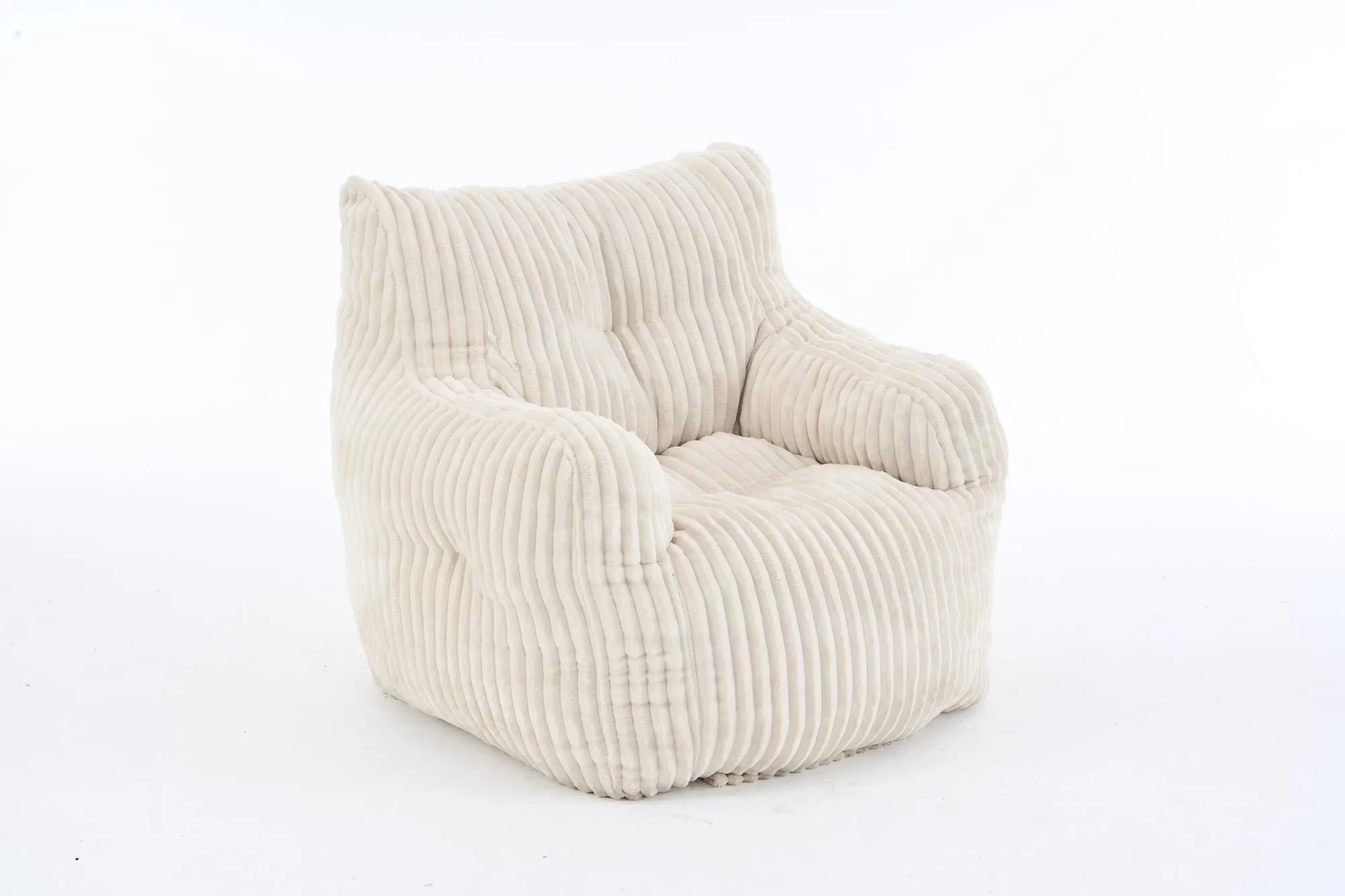 010-Soft Fluffy Corduroy Fabric Bean Bag Chair Filled With Memory Sponge,Beige