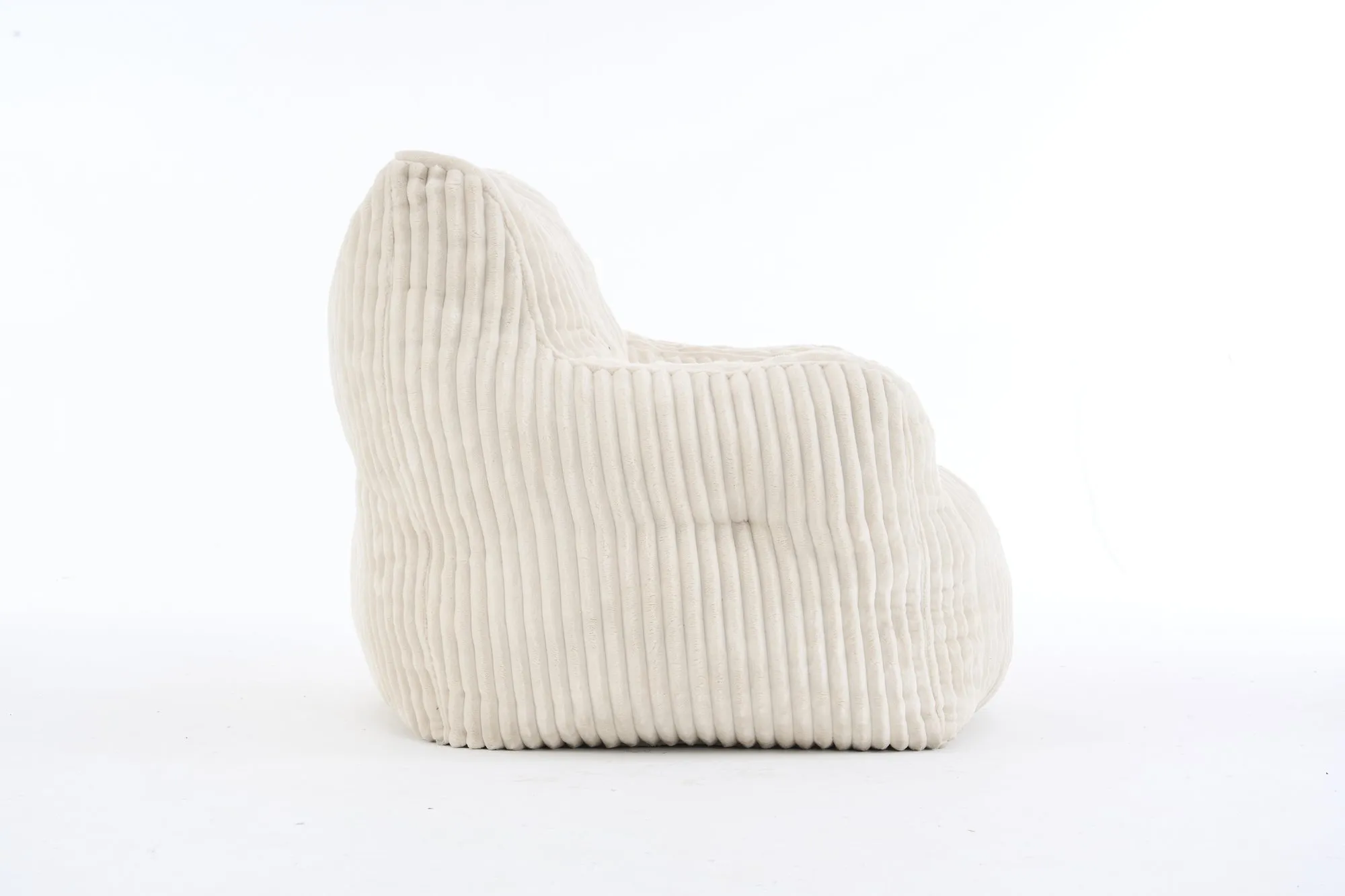 010-Soft Fluffy Corduroy Fabric Bean Bag Chair Filled With Memory Sponge,Beige