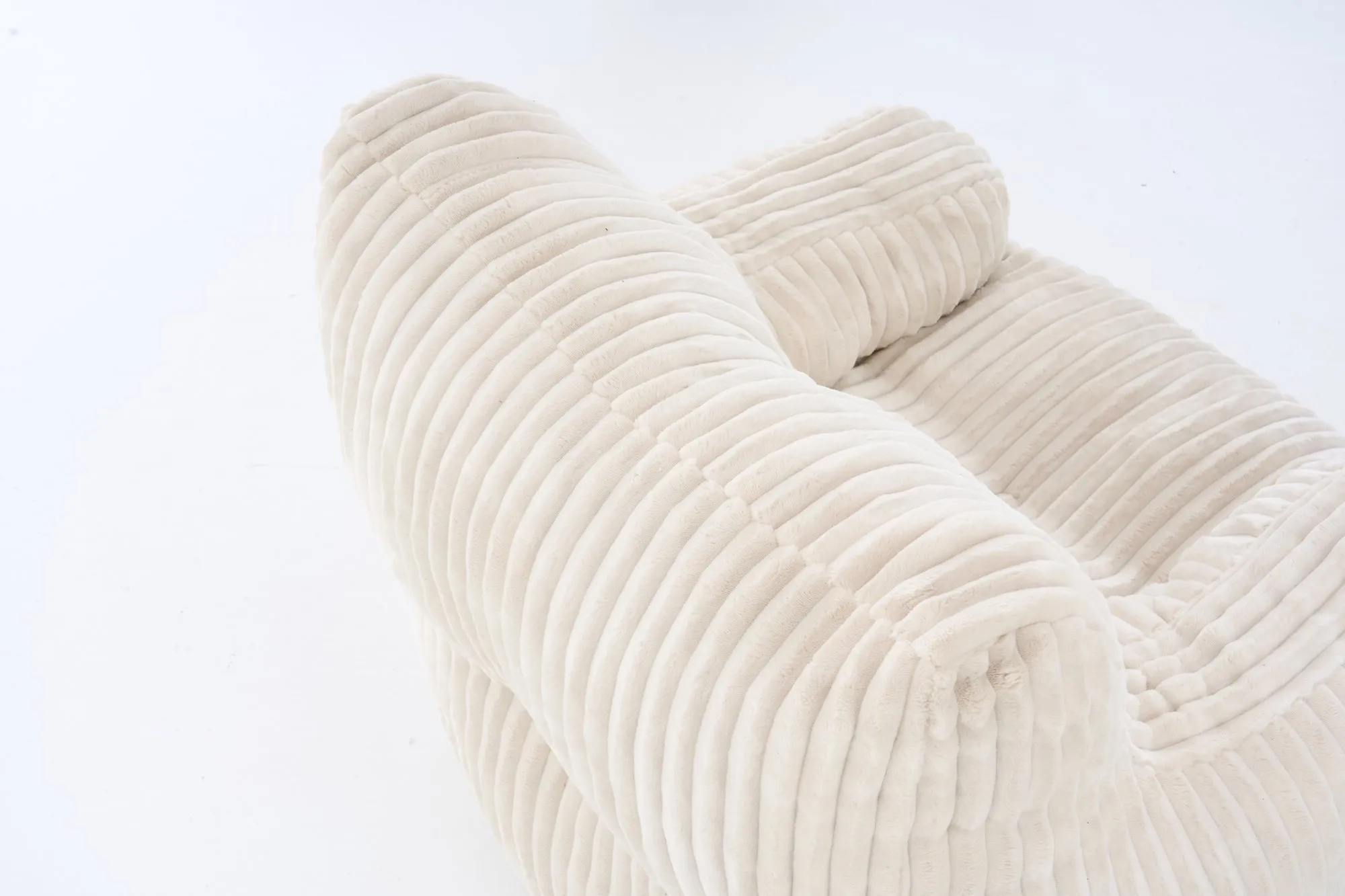 010-Soft Fluffy Corduroy Fabric Bean Bag Chair Filled With Memory Sponge,Beige