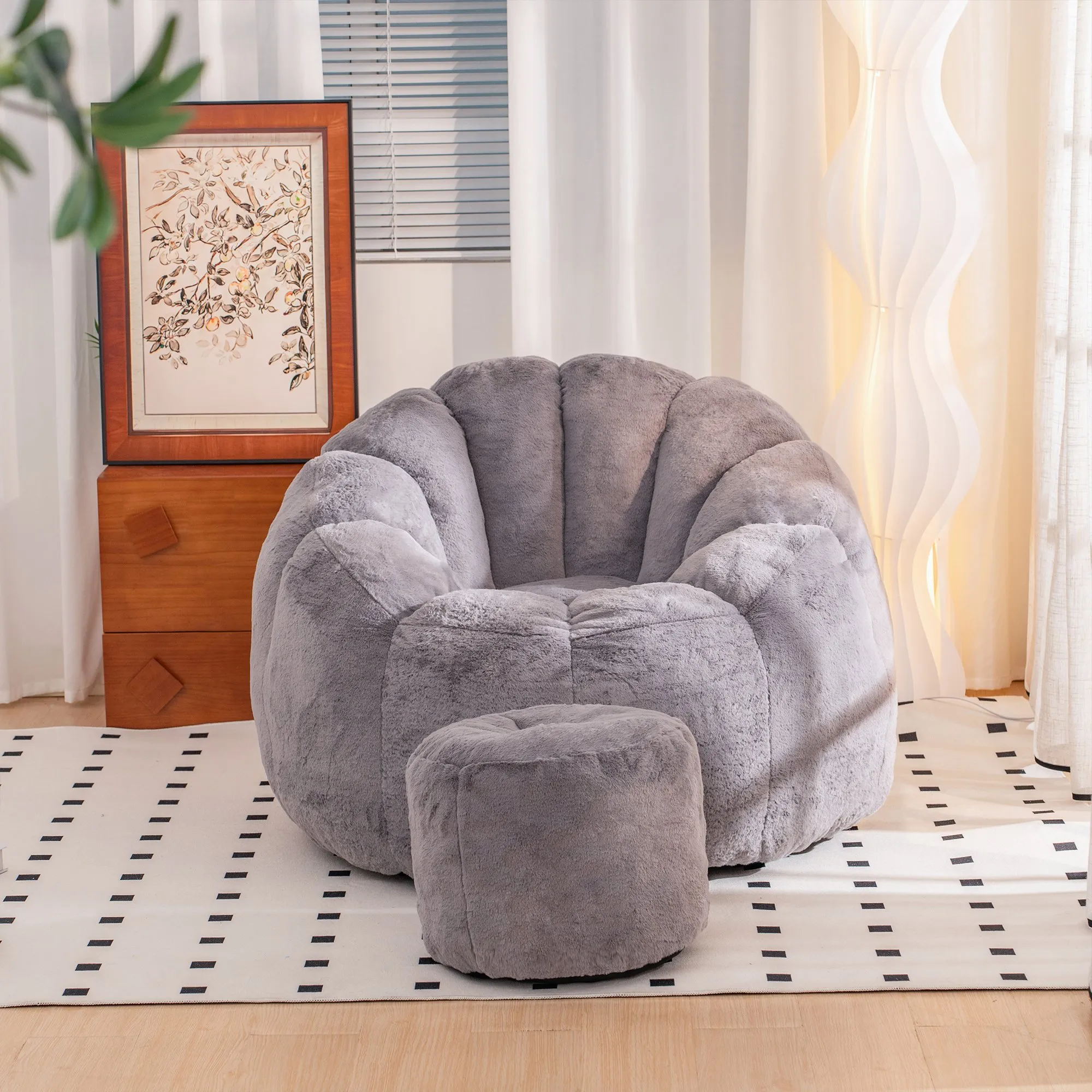 Giant Faux Fur Bean Bag Couch for Adults and Kids