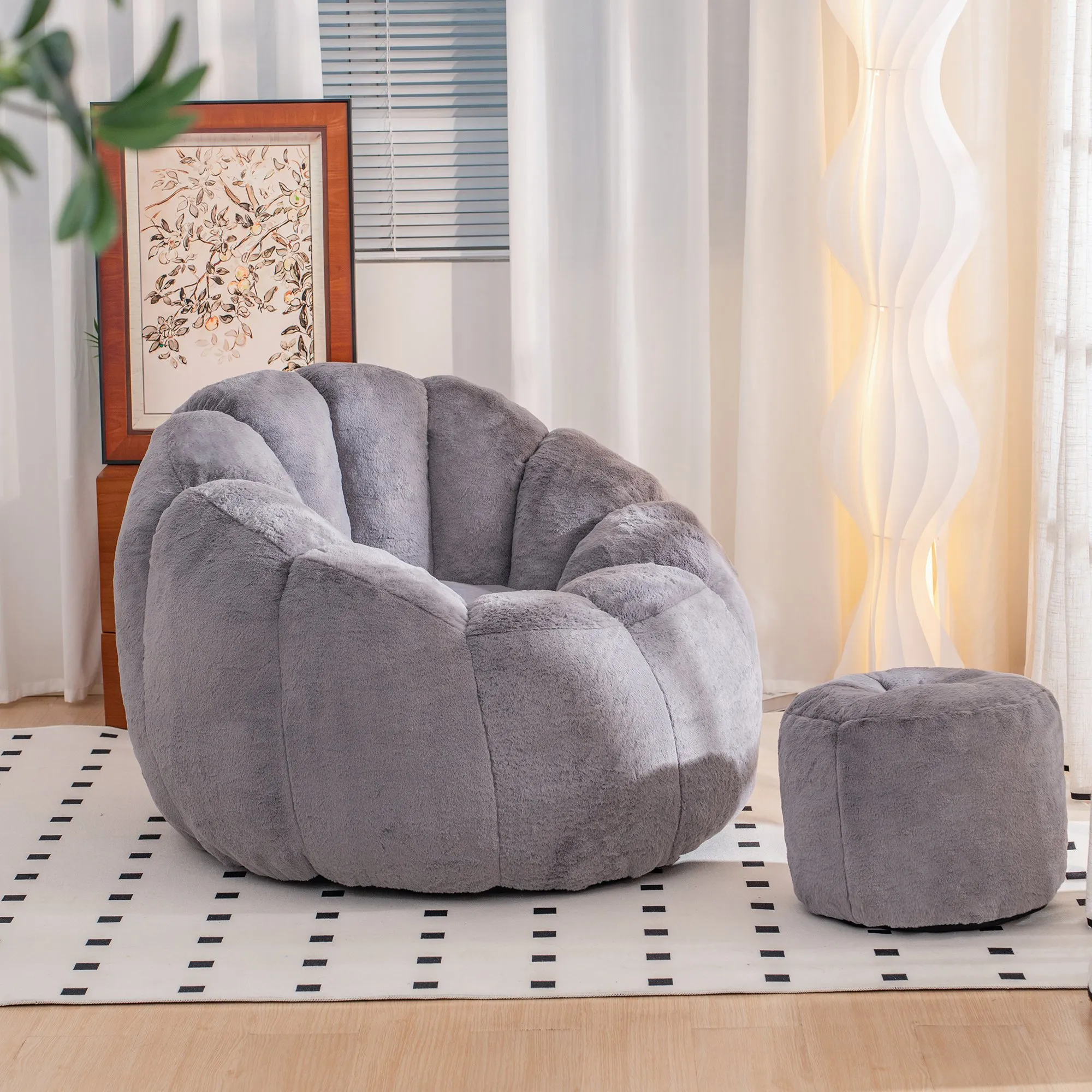 Giant Faux Fur Bean Bag Couch for Adults and Kids