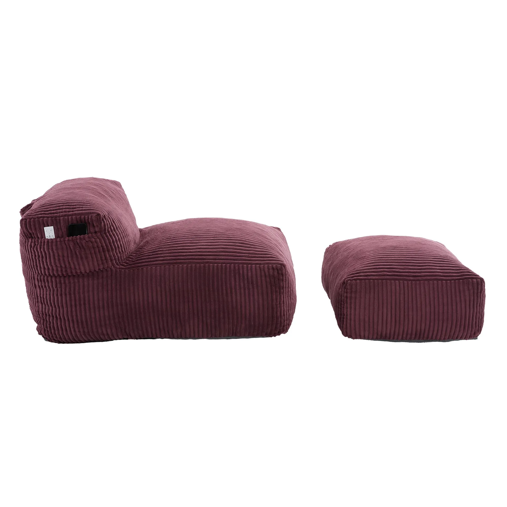 Large Corduroy Bean Bag Lounger Chair for Adults, Memory Foam