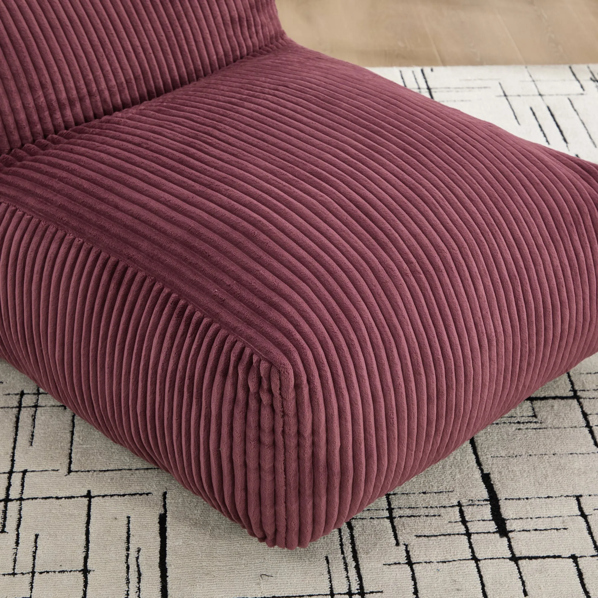 Large Corduroy Bean Bag Lounger Chair for Adults, Memory Foam