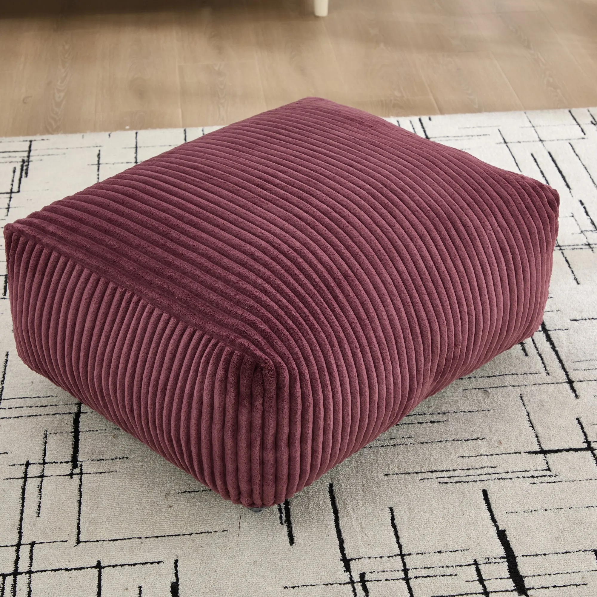 Large Corduroy Bean Bag Lounger Chair for Adults, Memory Foam