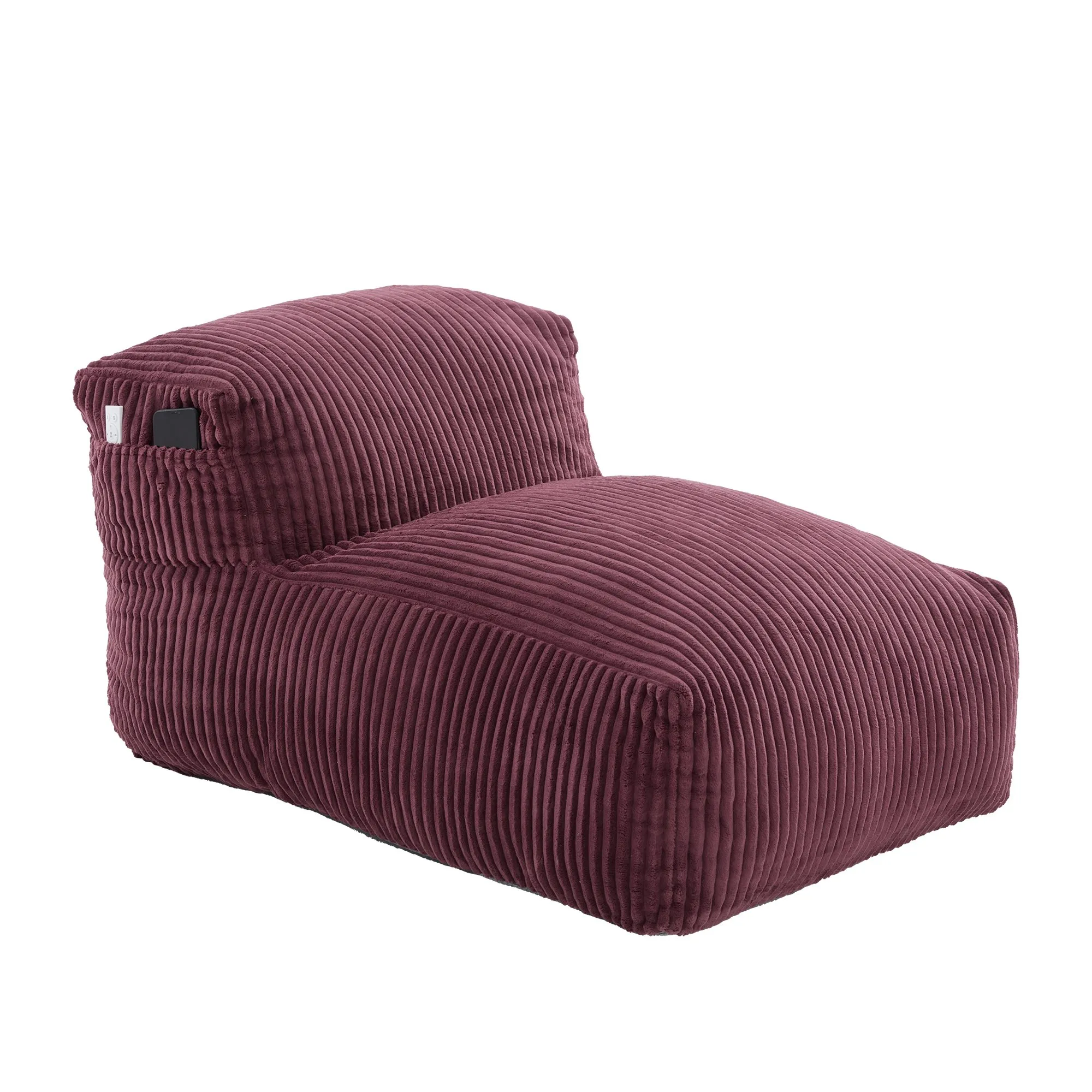 Large Corduroy Bean Bag Lounger Chair for Adults, Memory Foam