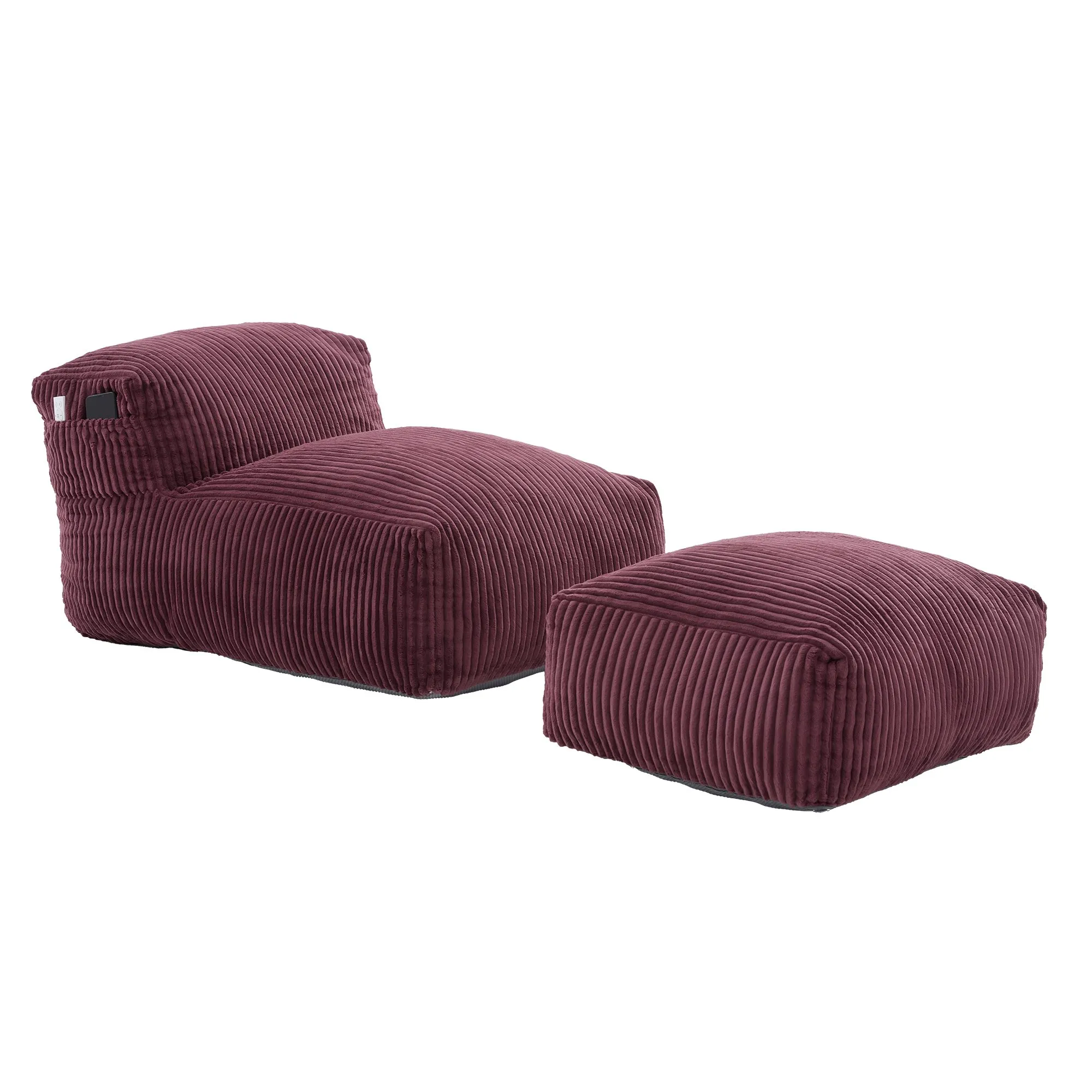 Large Corduroy Bean Bag Lounger Chair for Adults, Memory Foam