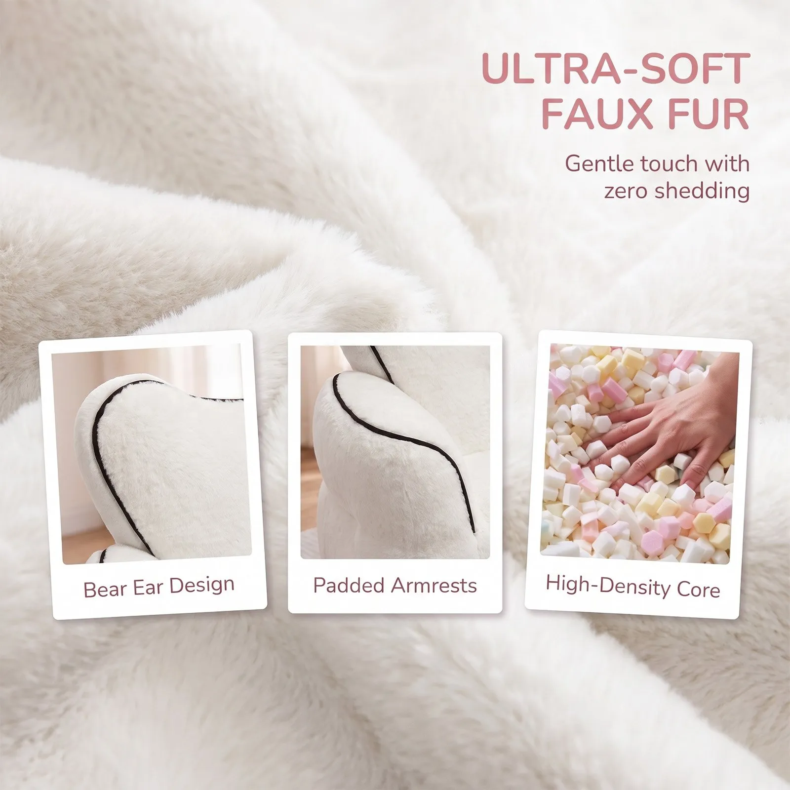 Heart-Shaped Faux Fur Bean Bag Chair for Kids, Cozy Lounger
