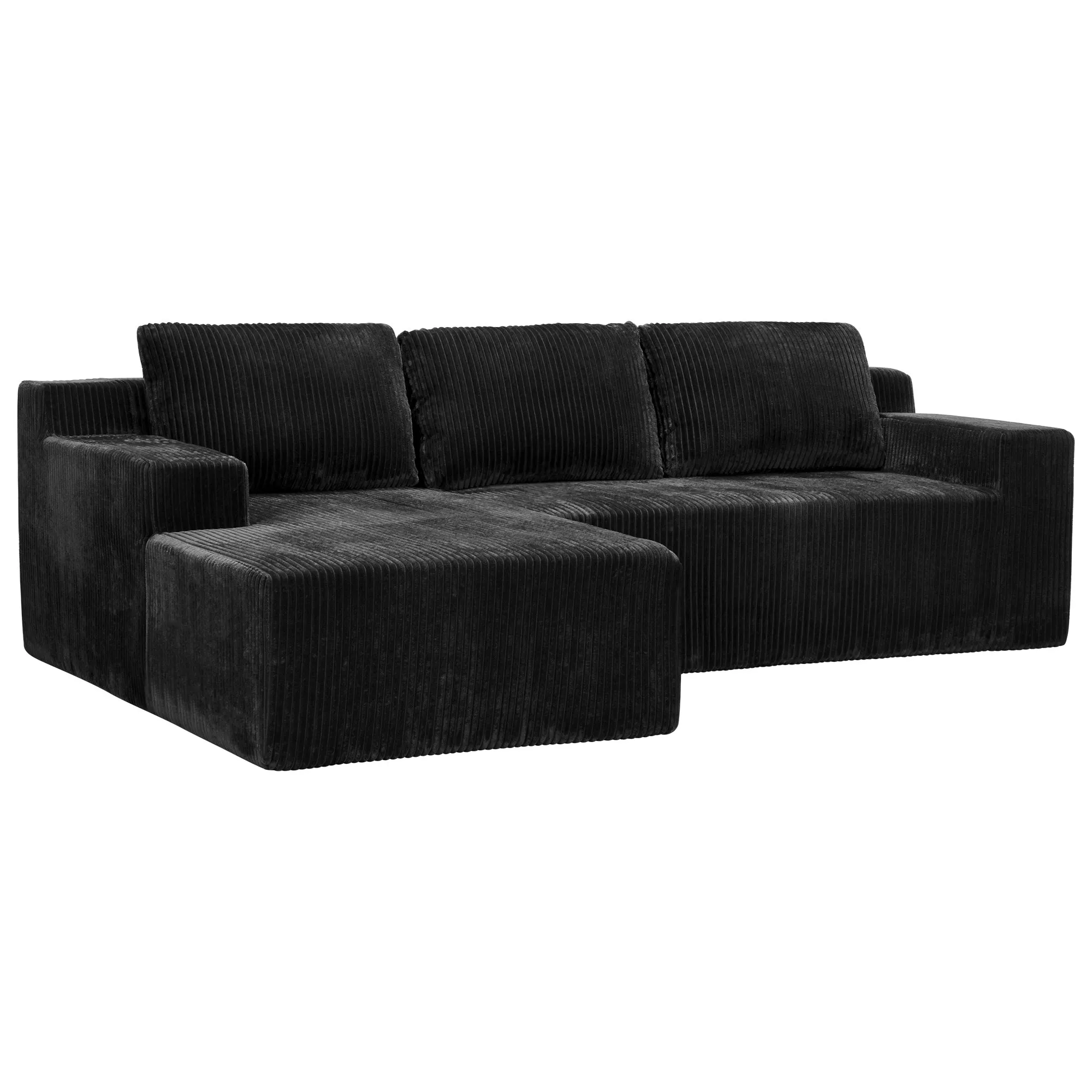 L-Shaped Modular Corduroy Sectional Sofa, Floor Couch Set