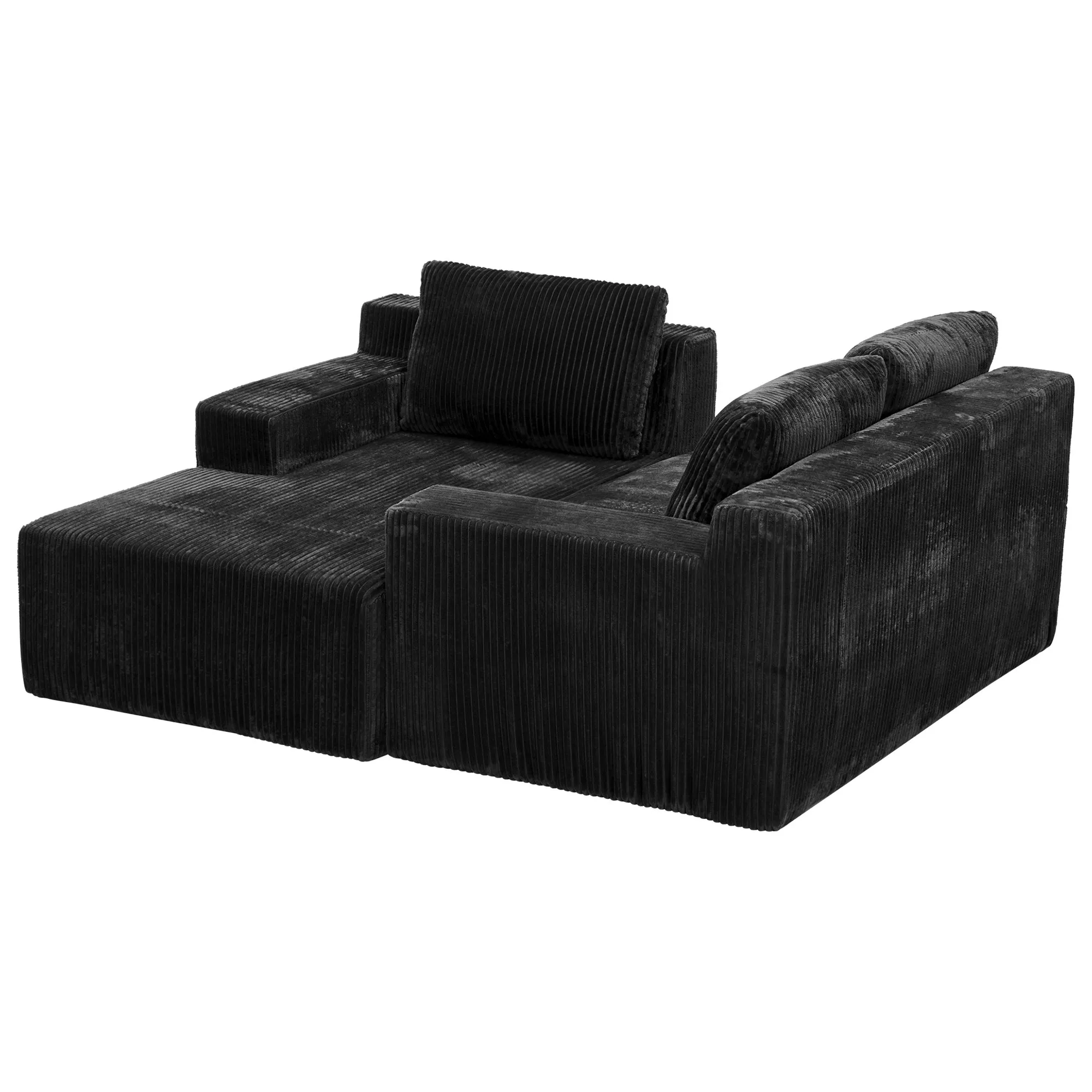 L-Shaped Modular Corduroy Sectional Sofa, Floor Couch Set