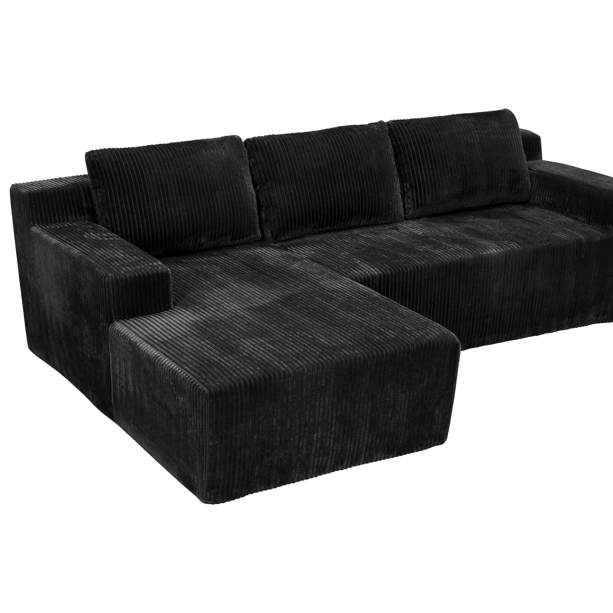 L-Shaped Modular Corduroy Sectional Sofa, Floor Couch Set