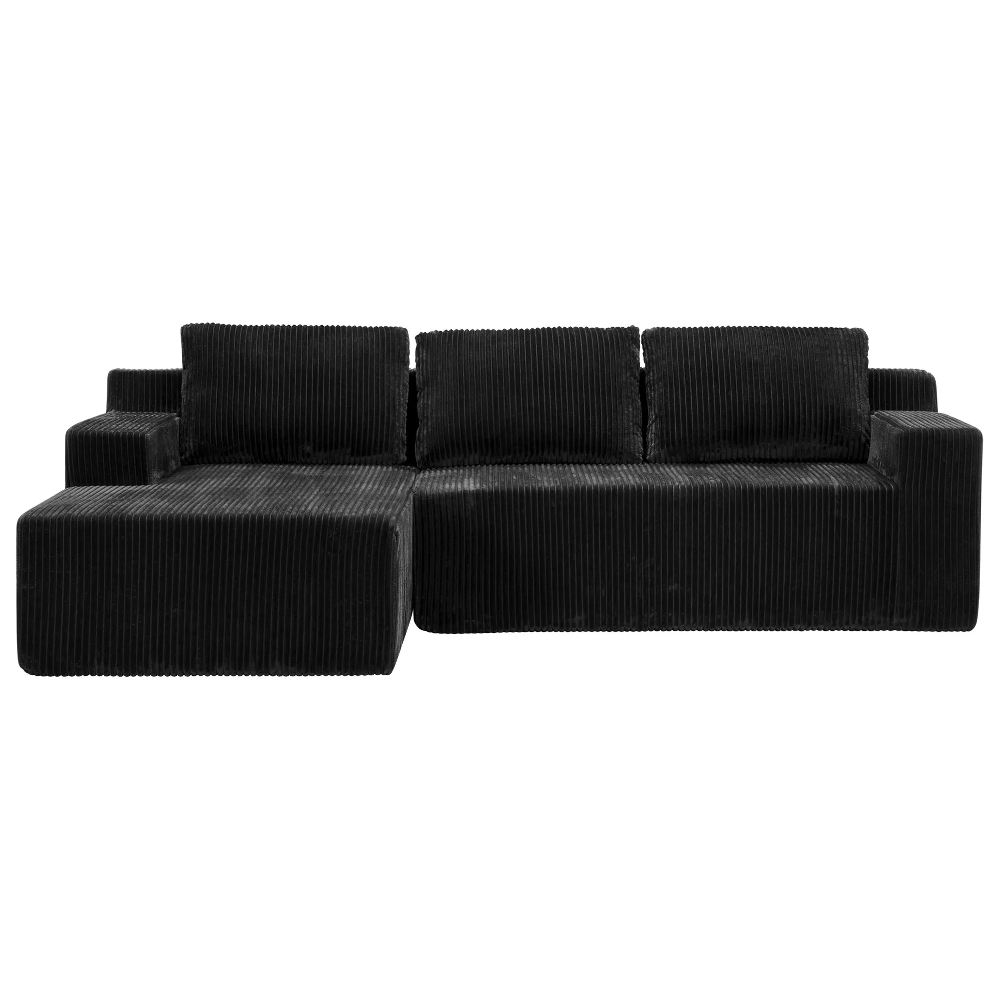 L-Shaped Modular Corduroy Sectional Sofa, Floor Couch Set