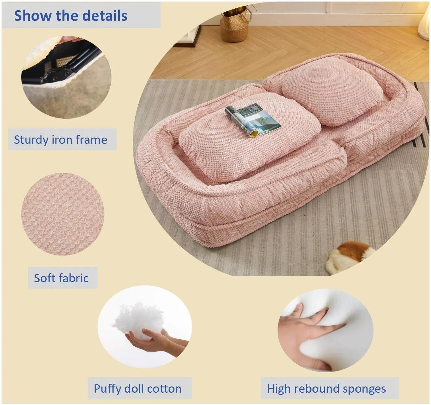 Human Dog Bed Lounger, 5-Position Adjustable Lazy Sofa Couch