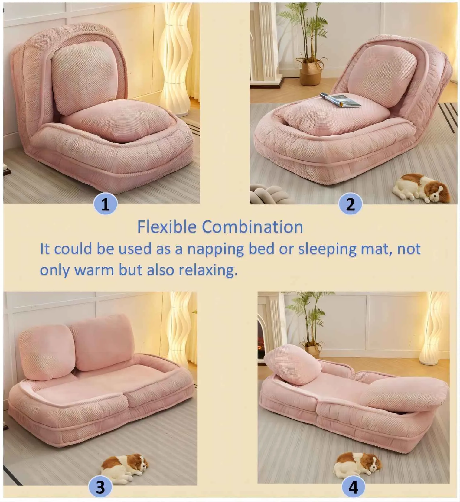 Human Dog Bed Lounger, 5-Position Adjustable Lazy Sofa Couch