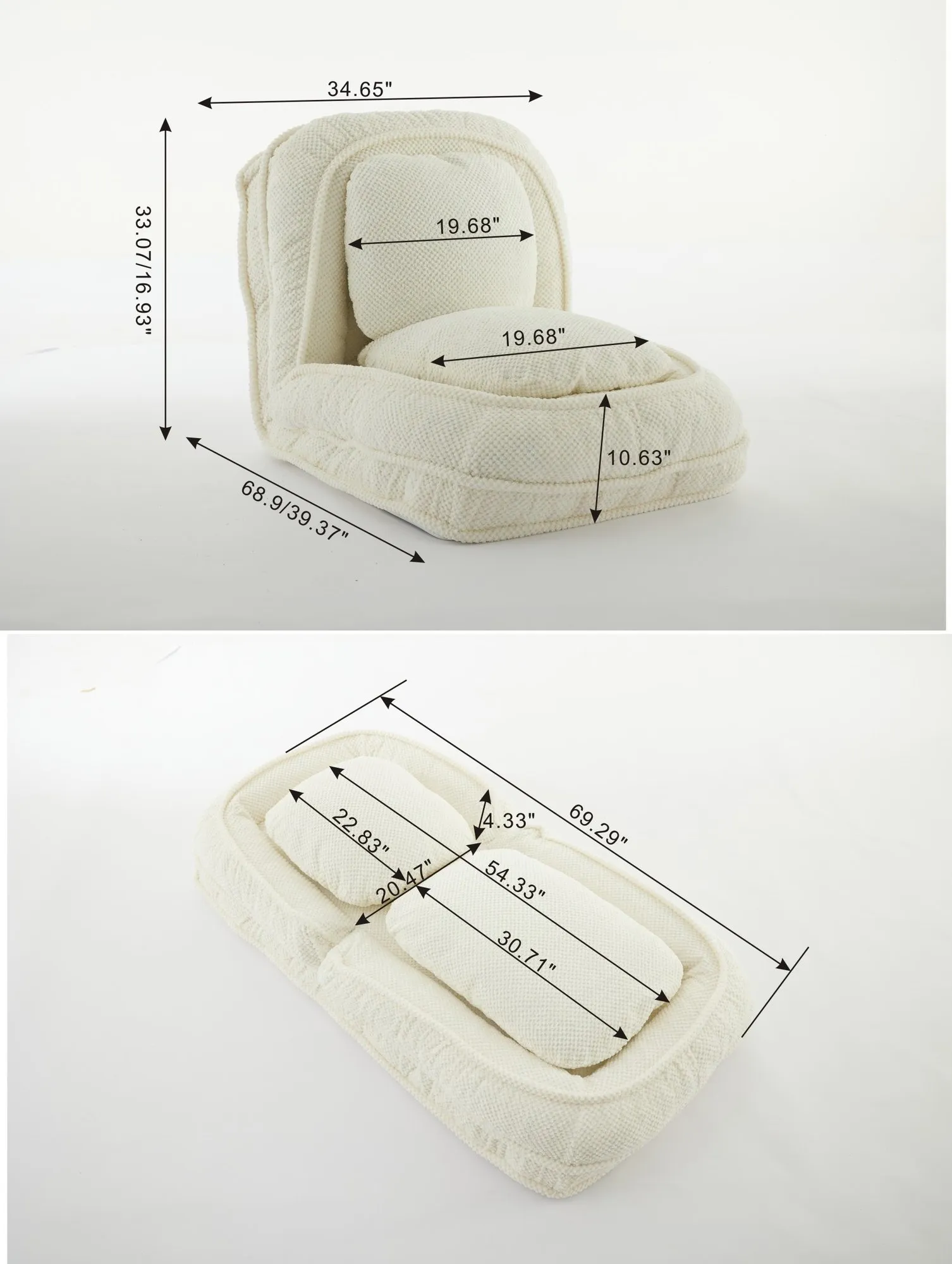 Human Dog Bed Lounger, 5-Position Adjustable Lazy Sofa Couch