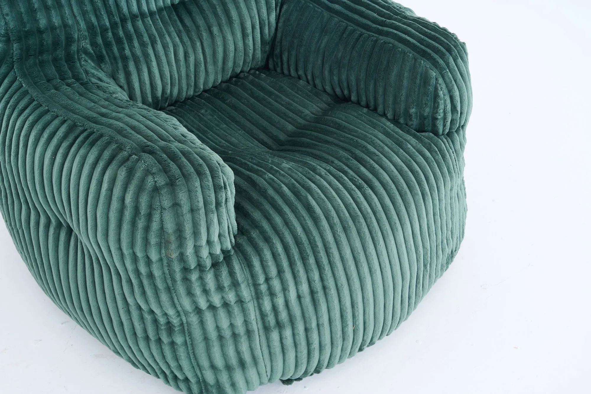 010-Soft Fluffy Corduroy Fabric Bean Bag Chair Filled With Memory Sponge,Green