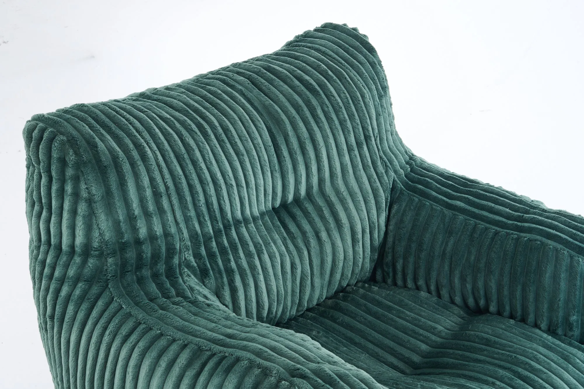 010-Soft Fluffy Corduroy Fabric Bean Bag Chair Filled With Memory Sponge,Green