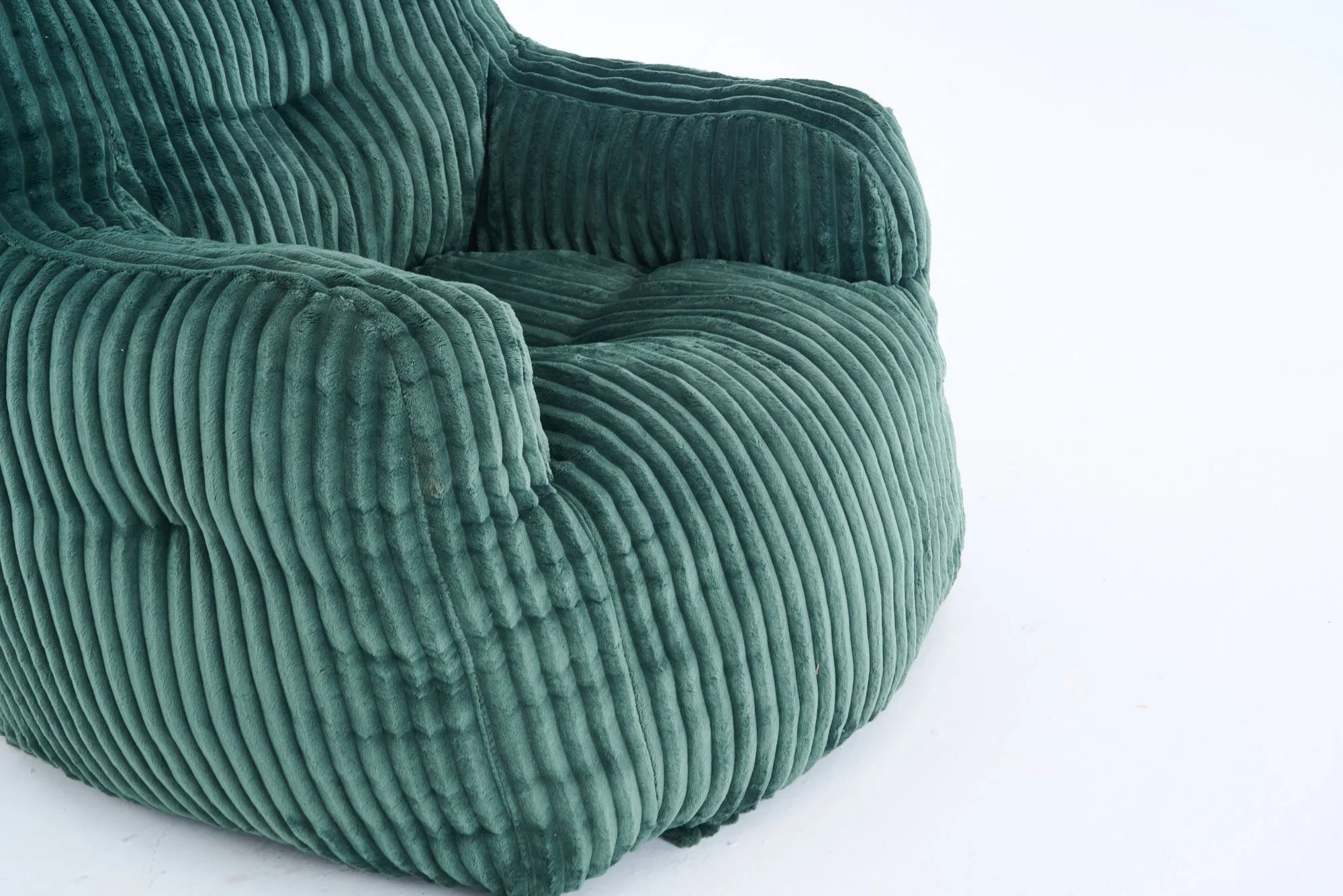 010-Soft Fluffy Corduroy Fabric Bean Bag Chair Filled With Memory Sponge,Green