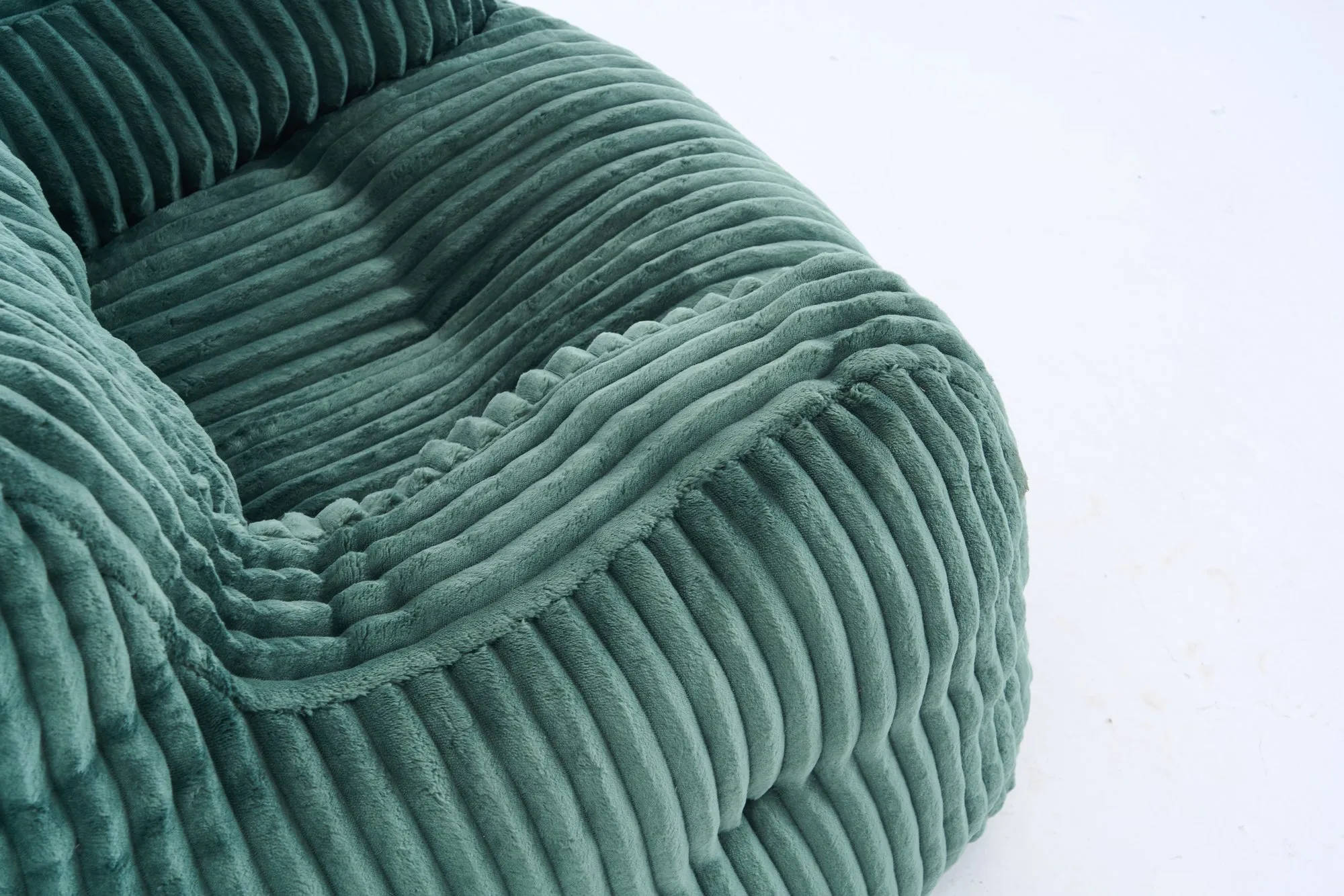 010-Soft Fluffy Corduroy Fabric Bean Bag Chair Filled With Memory Sponge,Green