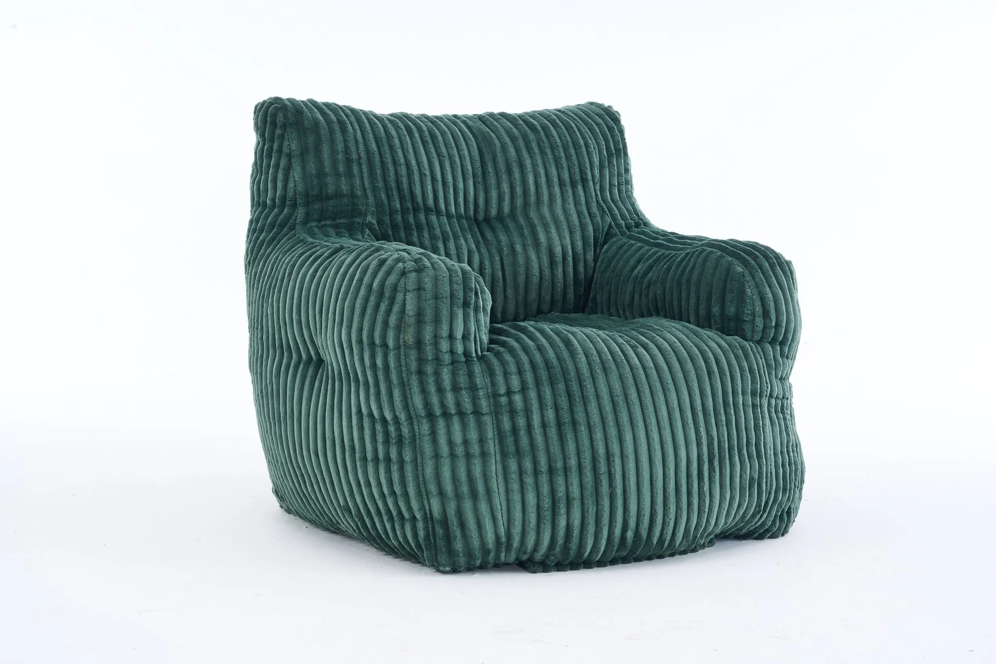 010-Soft Fluffy Corduroy Fabric Bean Bag Chair Filled With Memory Sponge,Green