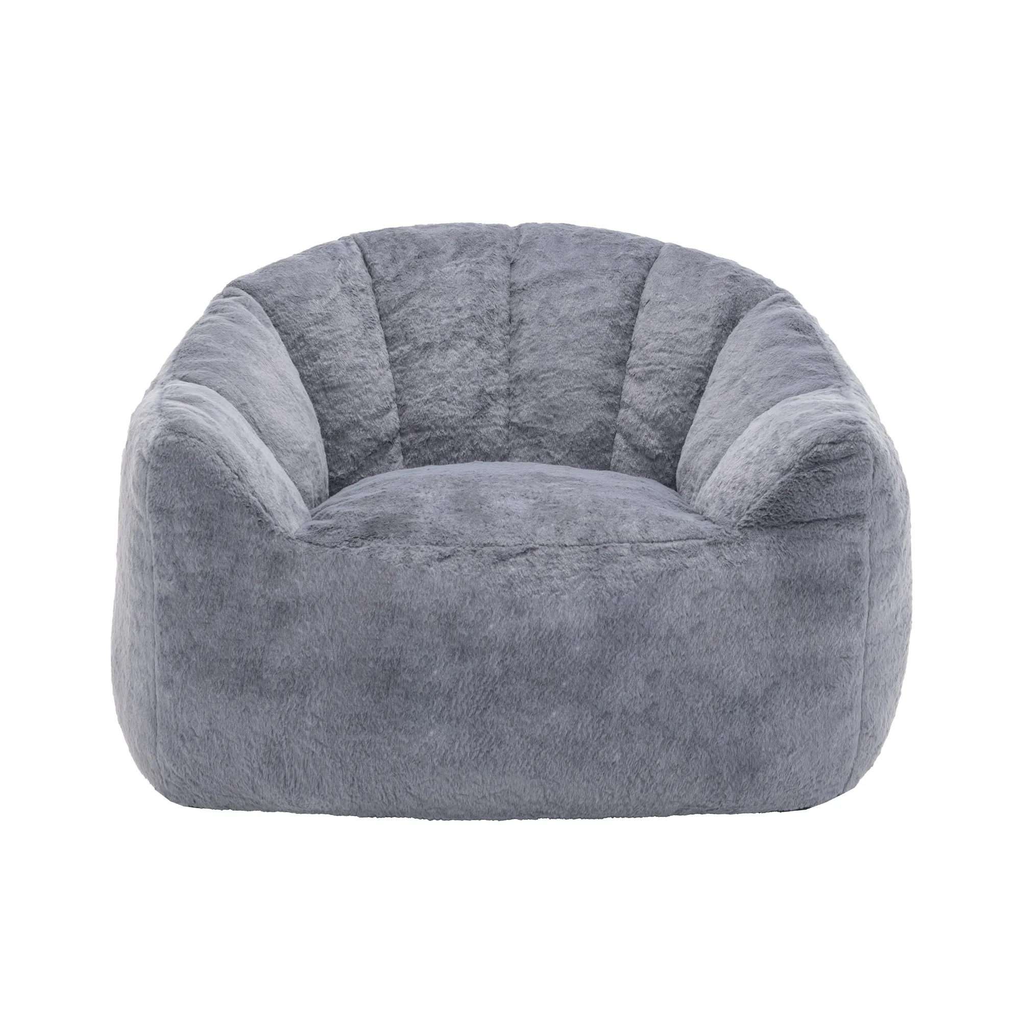 Faux Fur Bean Bag Sofa Chair with Armrests, High-Density Fill