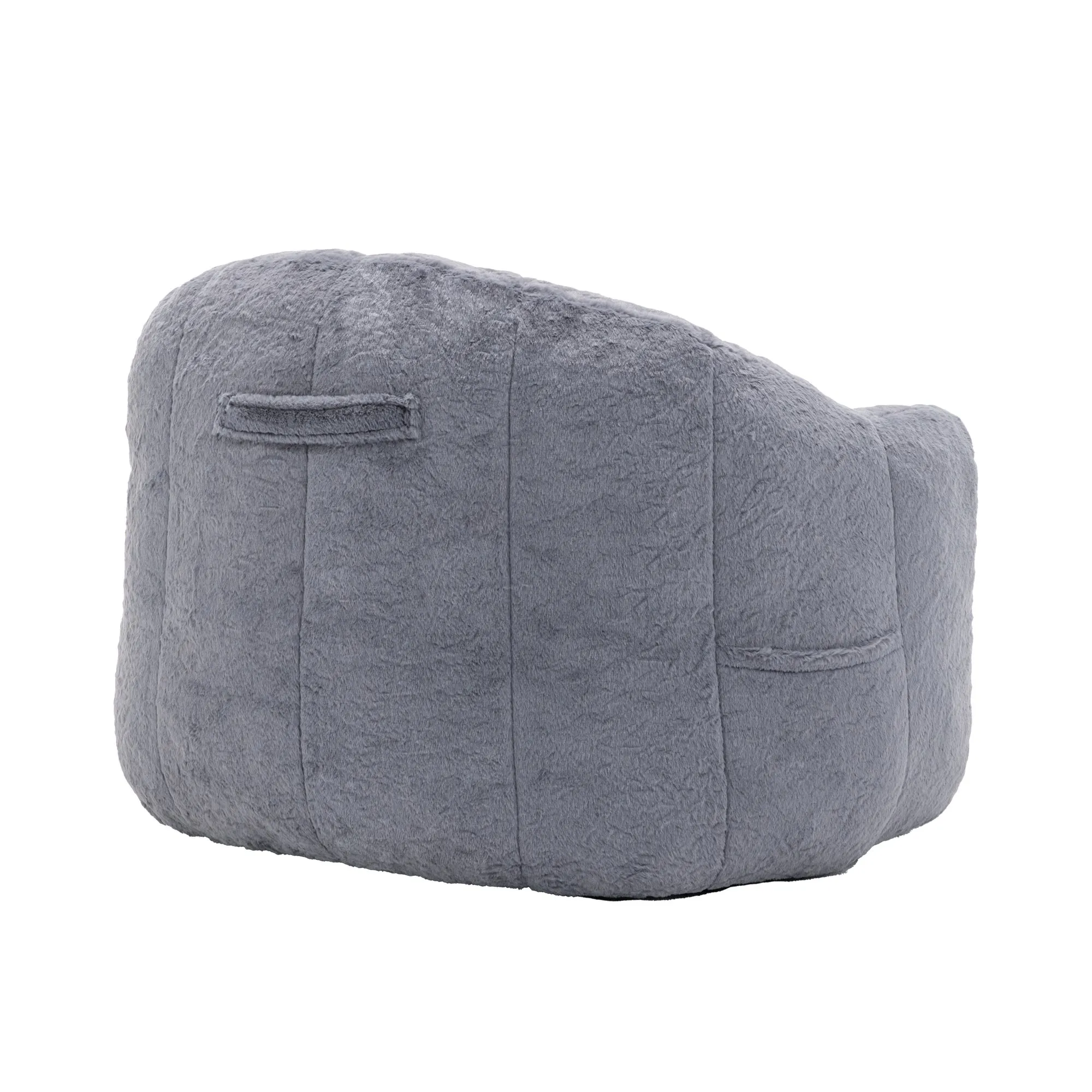 Faux Fur Bean Bag Sofa Chair with Armrests, High-Density Fill
