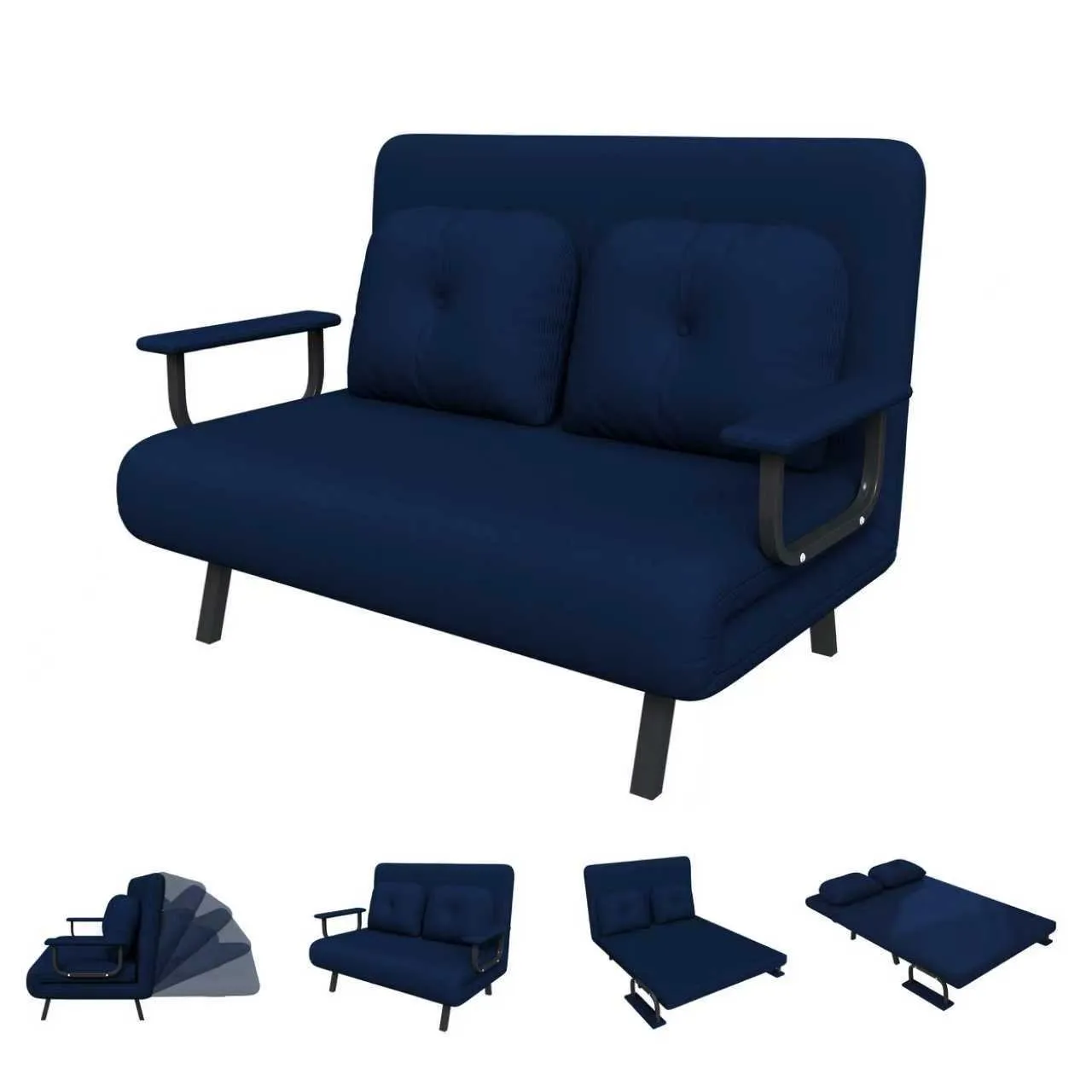 46-Inch Wide 5-in-1 Folding Sofa Bed Chair for Two