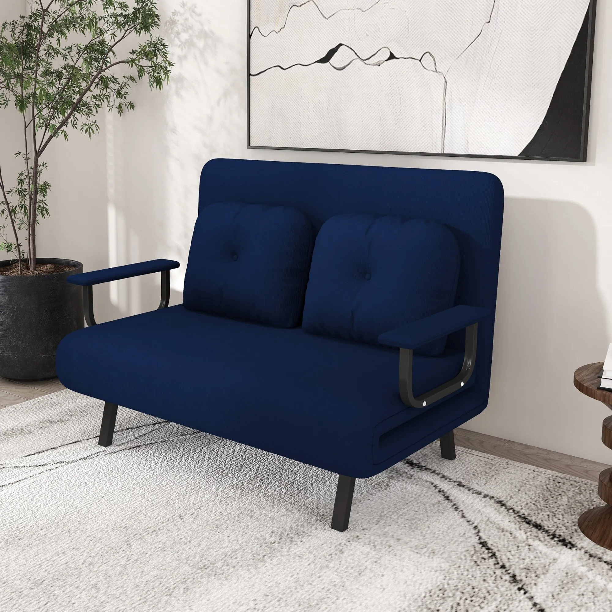 46-Inch Wide 5-in-1 Folding Sofa Bed Chair for Two