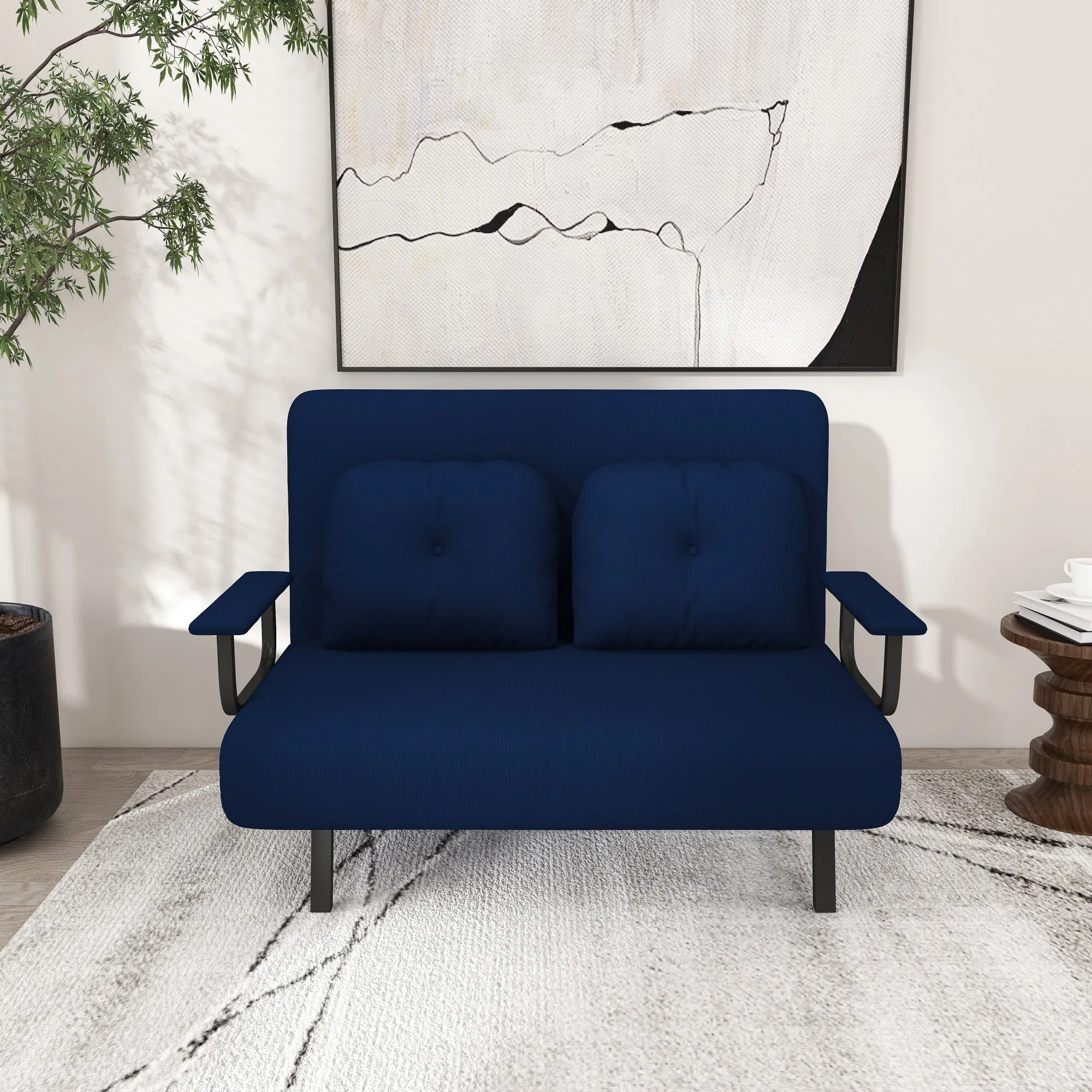 46-Inch Wide 5-in-1 Folding Sofa Bed Chair for Two