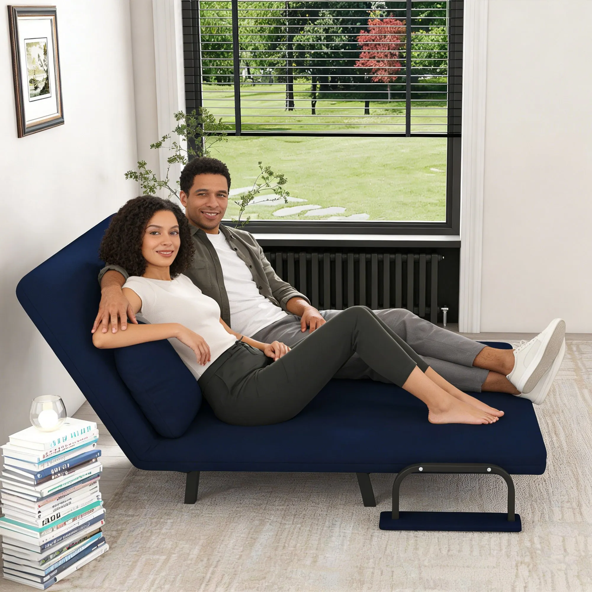 46-Inch Wide 5-in-1 Folding Sofa Bed Chair for Two